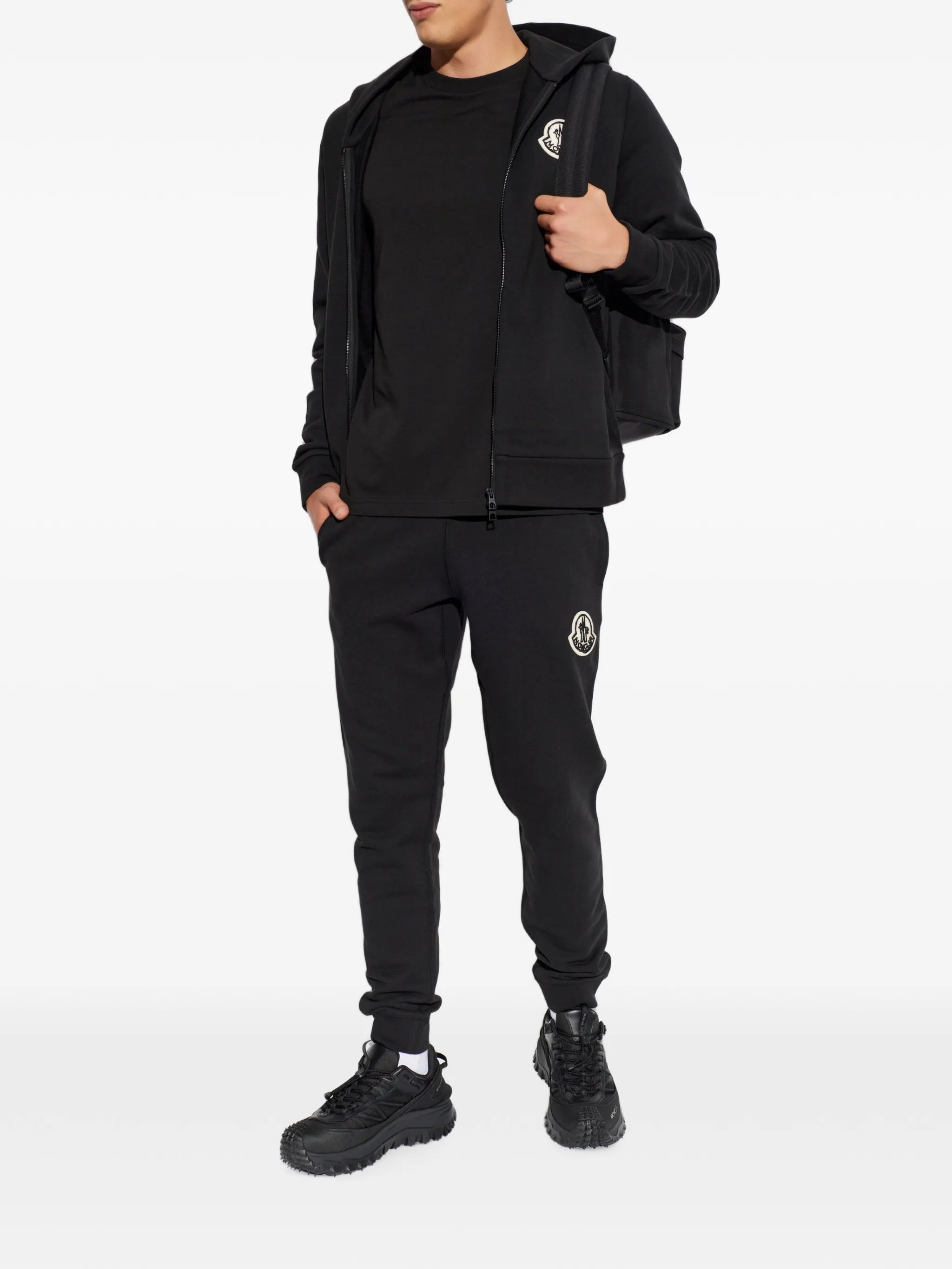 sketched logo zip-up cotton hoodie