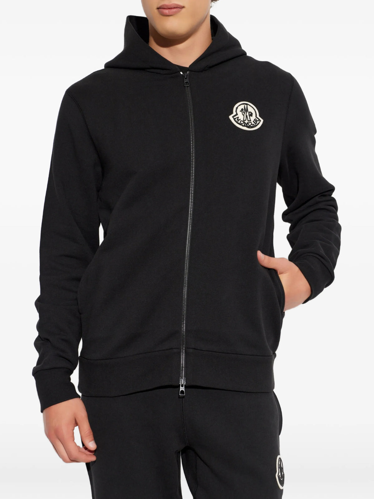 sketched logo zip-up cotton hoodie
