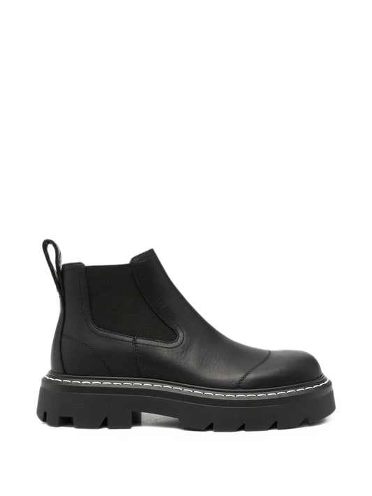 Military leather ankle boots