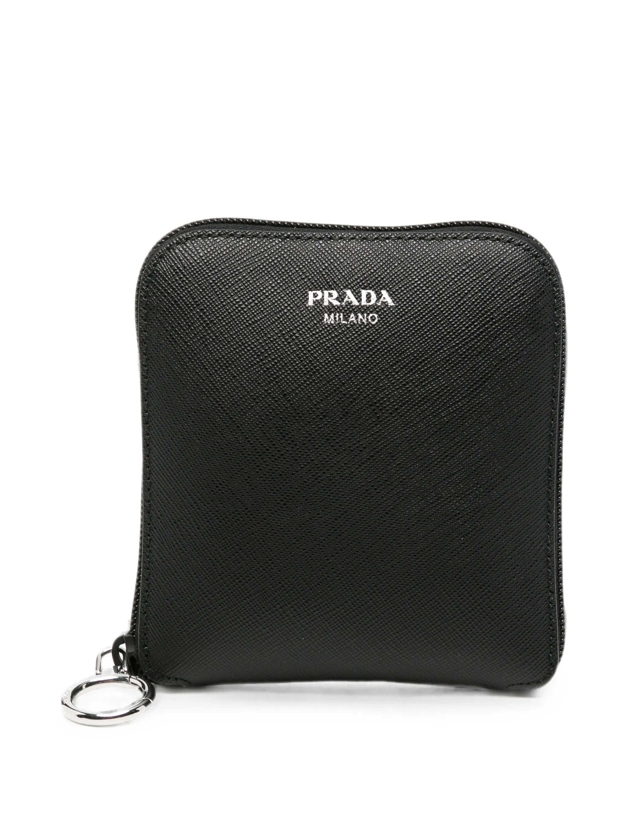 Saffiano leather pendant with Re-Nylon tote bag