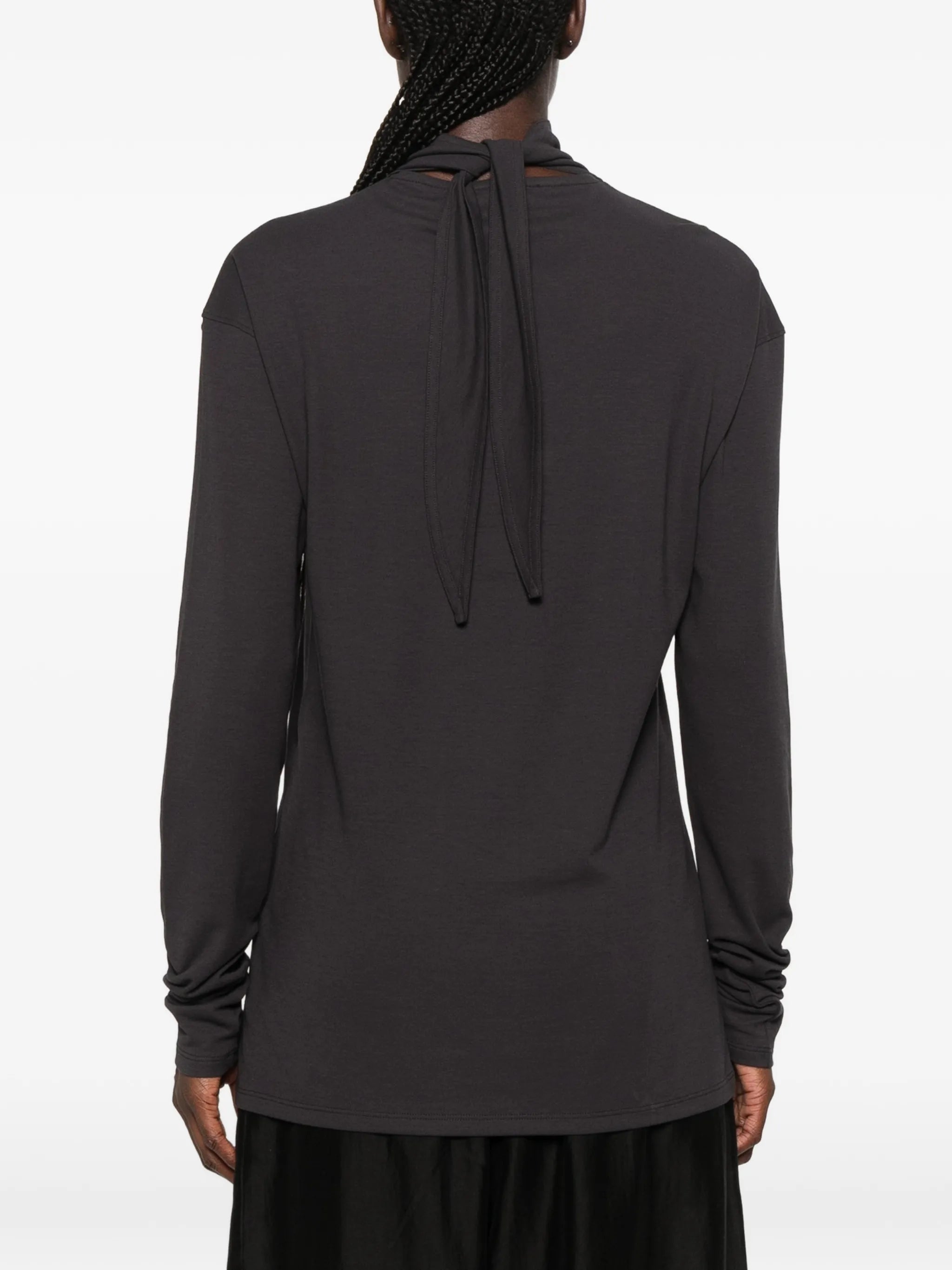 long-sleeve scarf top in silky jersey crepe