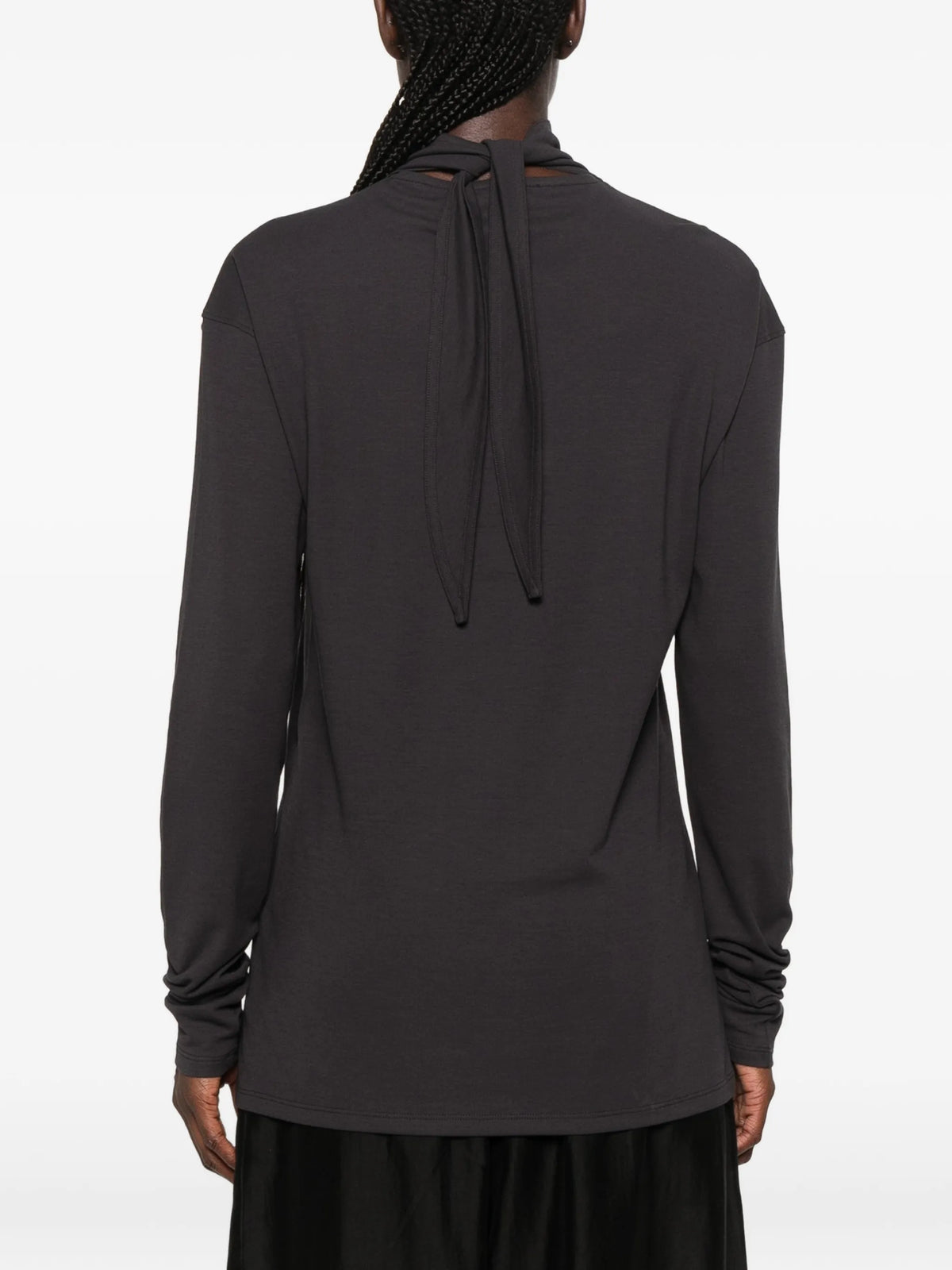 long-sleeve scarf top in silky jersey crepe