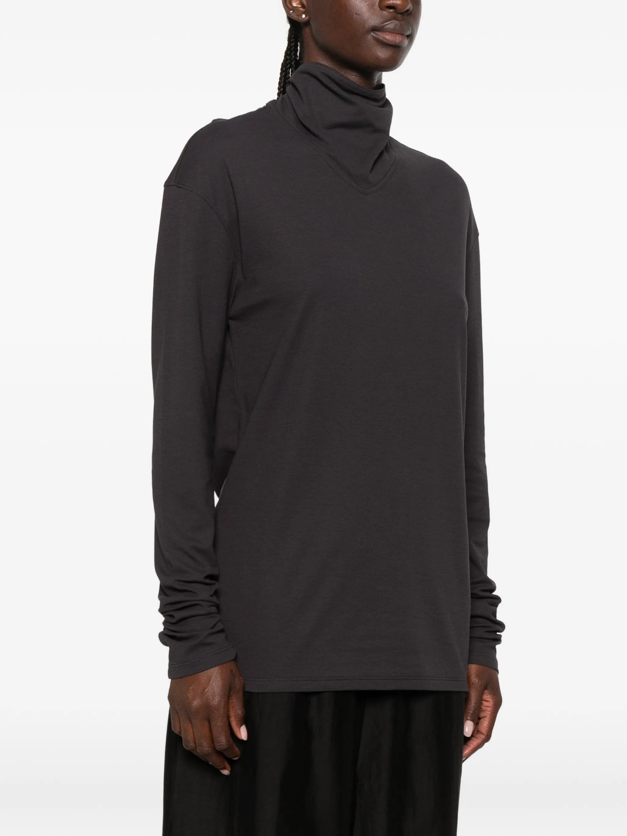 long-sleeve scarf top in silky jersey crepe