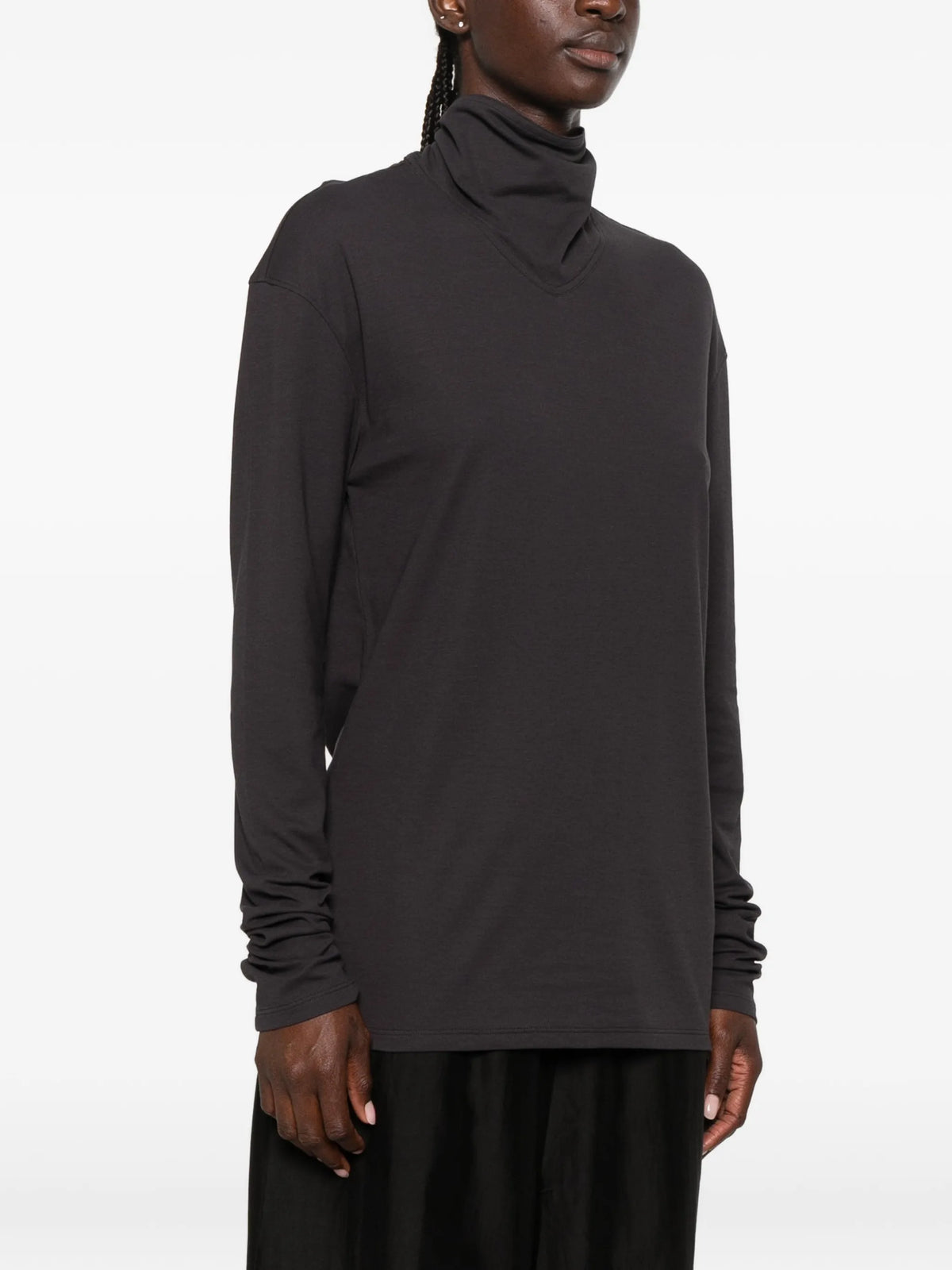 long-sleeve scarf top in silky jersey crepe