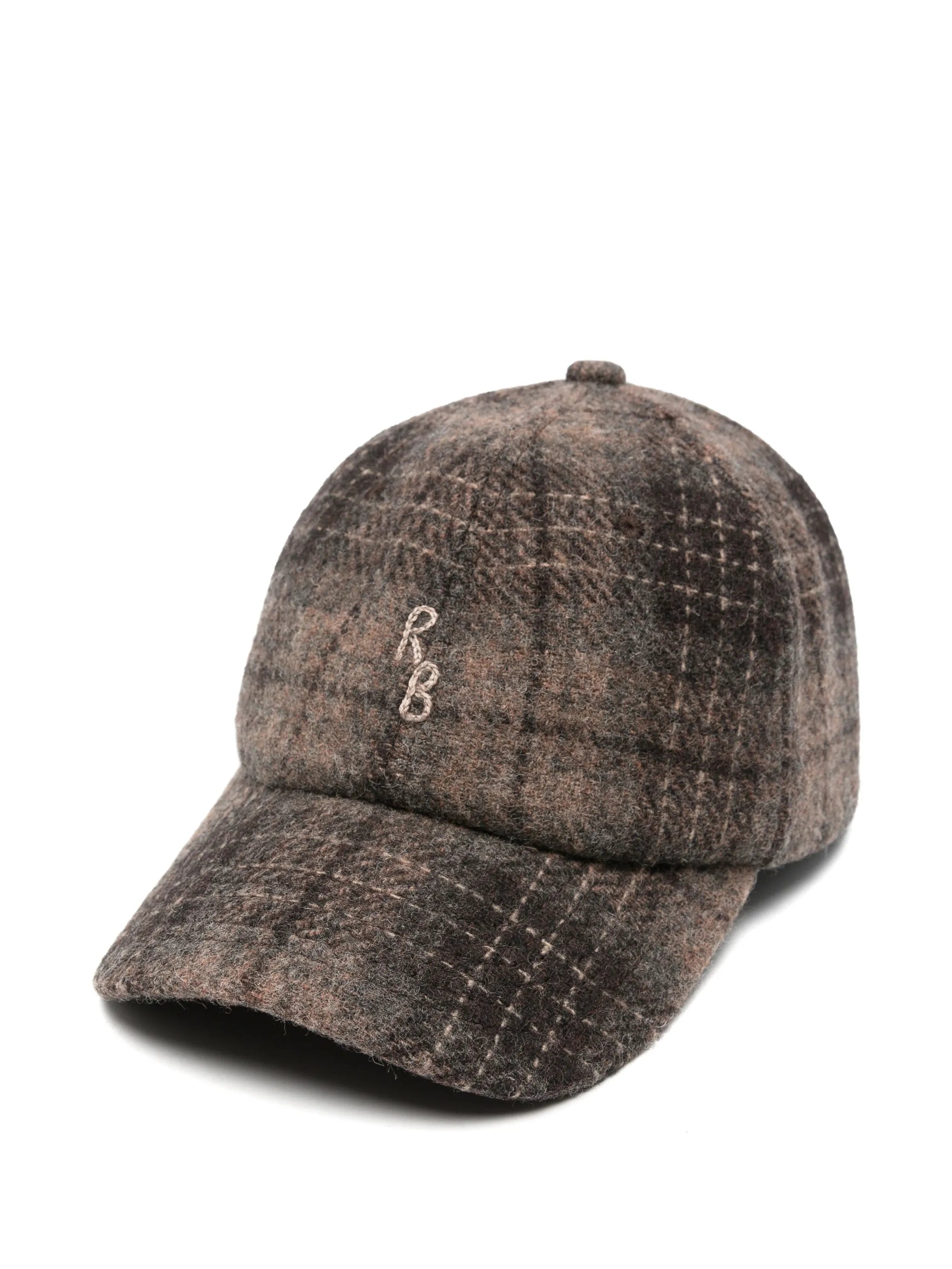 check-pattern monogram-embroidered baseball cap