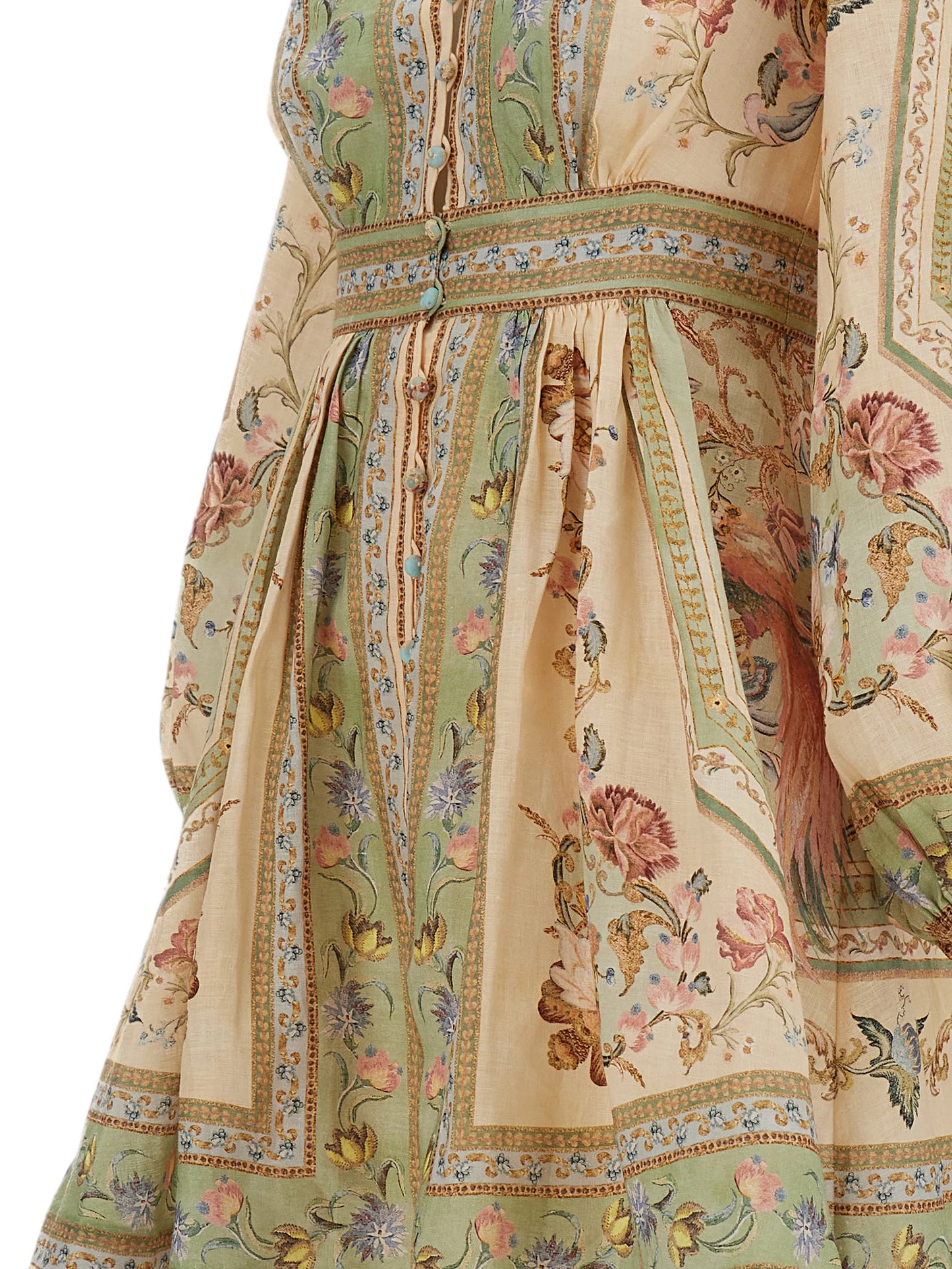 floral-print linen mini dress