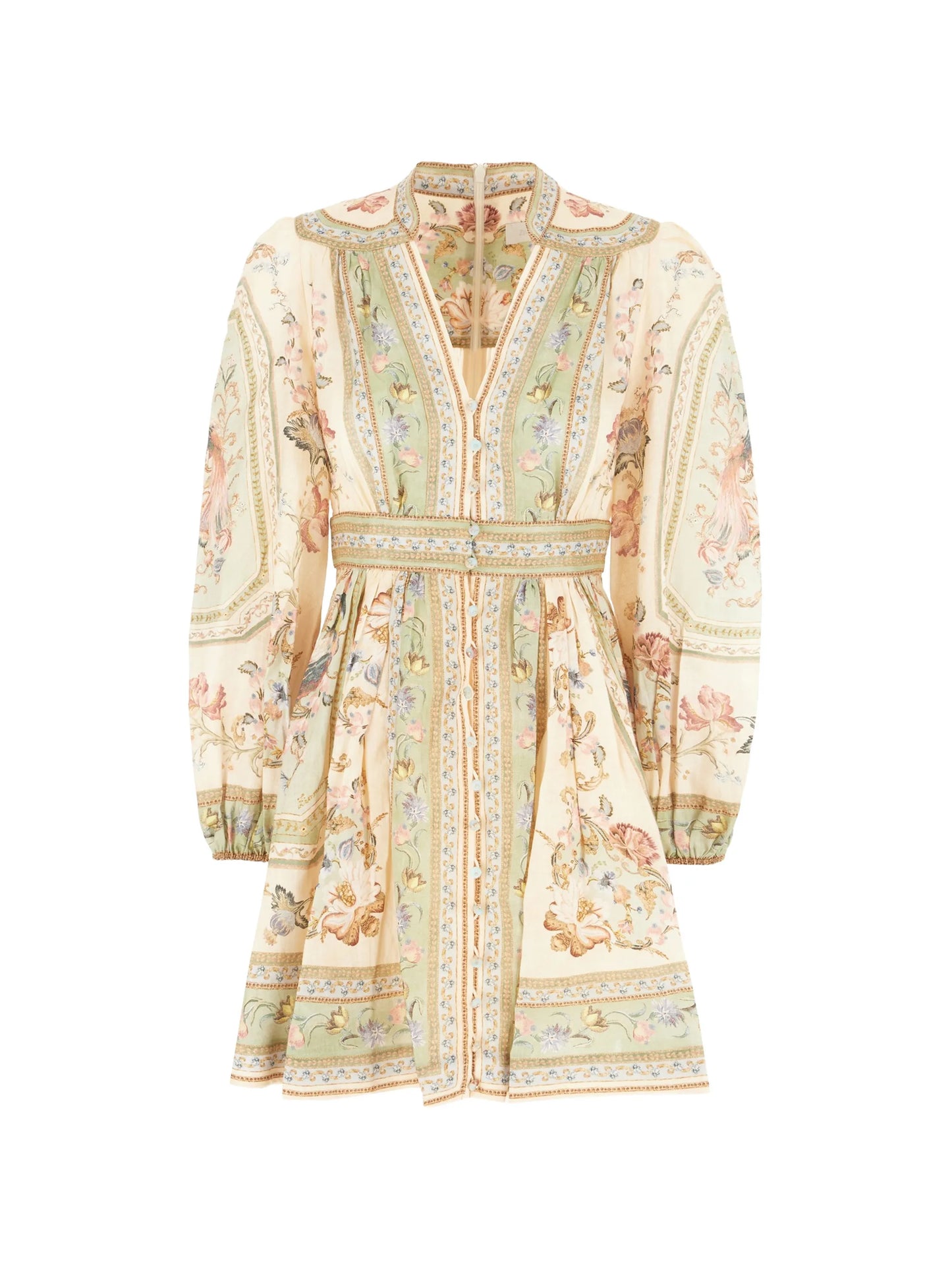 Roselight Plunge linen mini dress