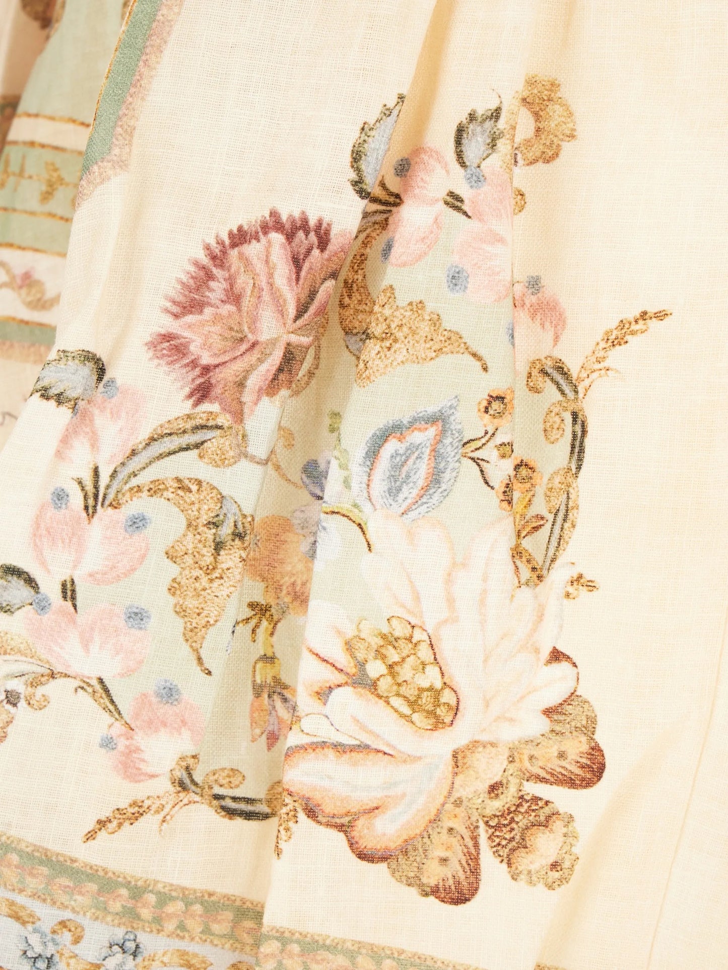 floral-print linen mini dress