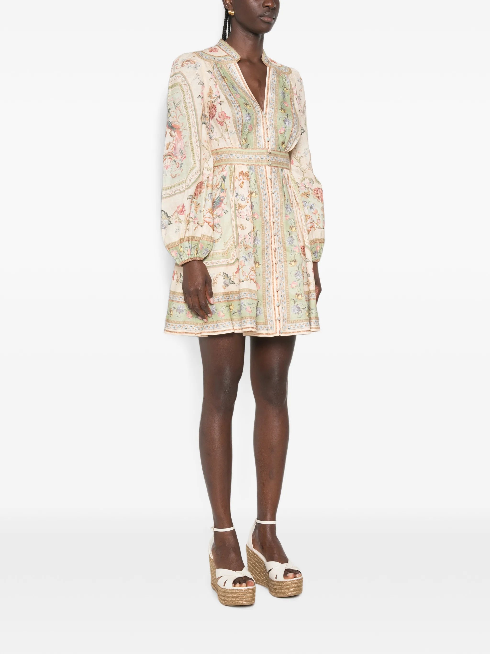 Roselight plunge mini dress