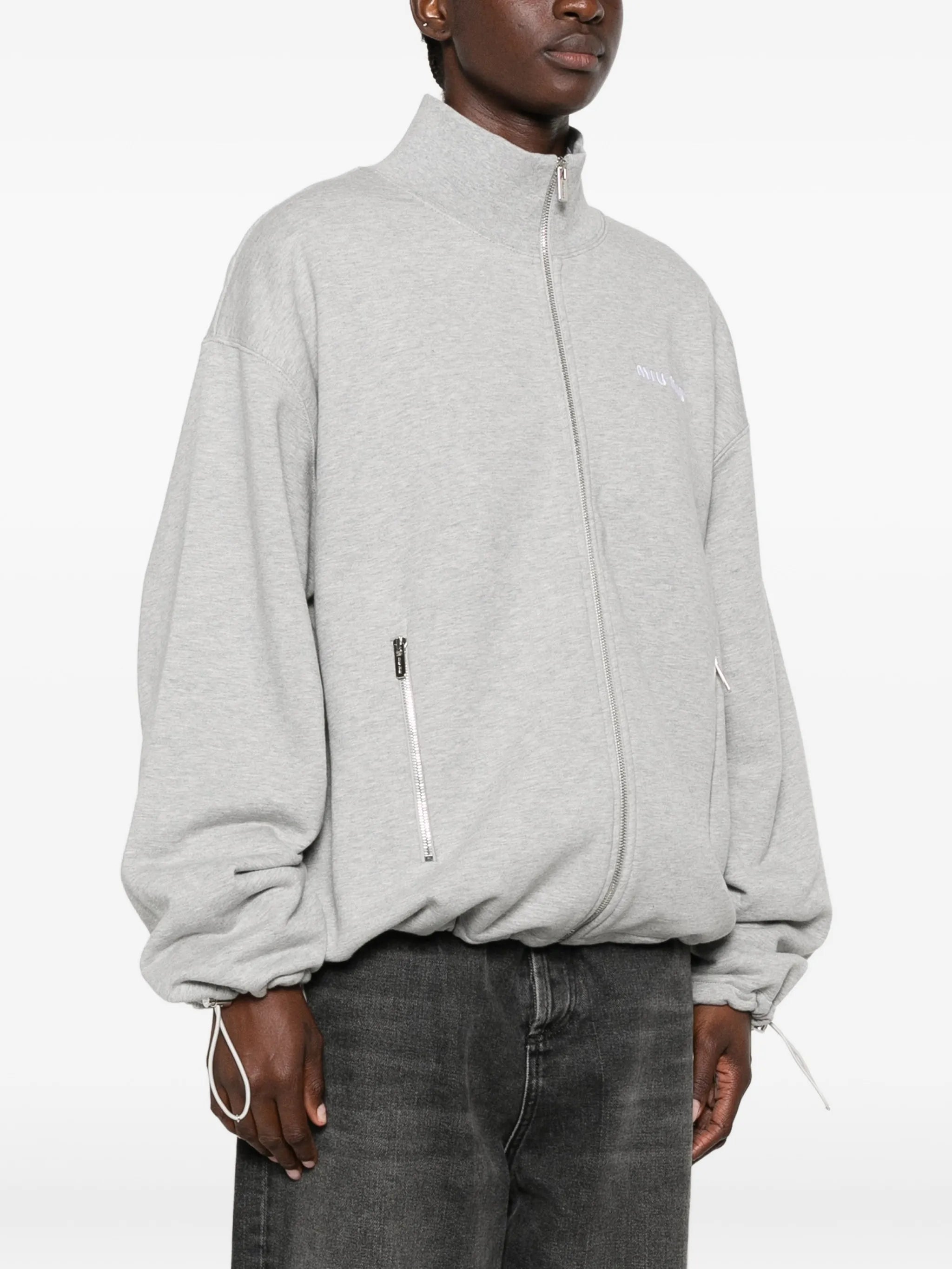 logo-embroidered zip-up sweatshirt