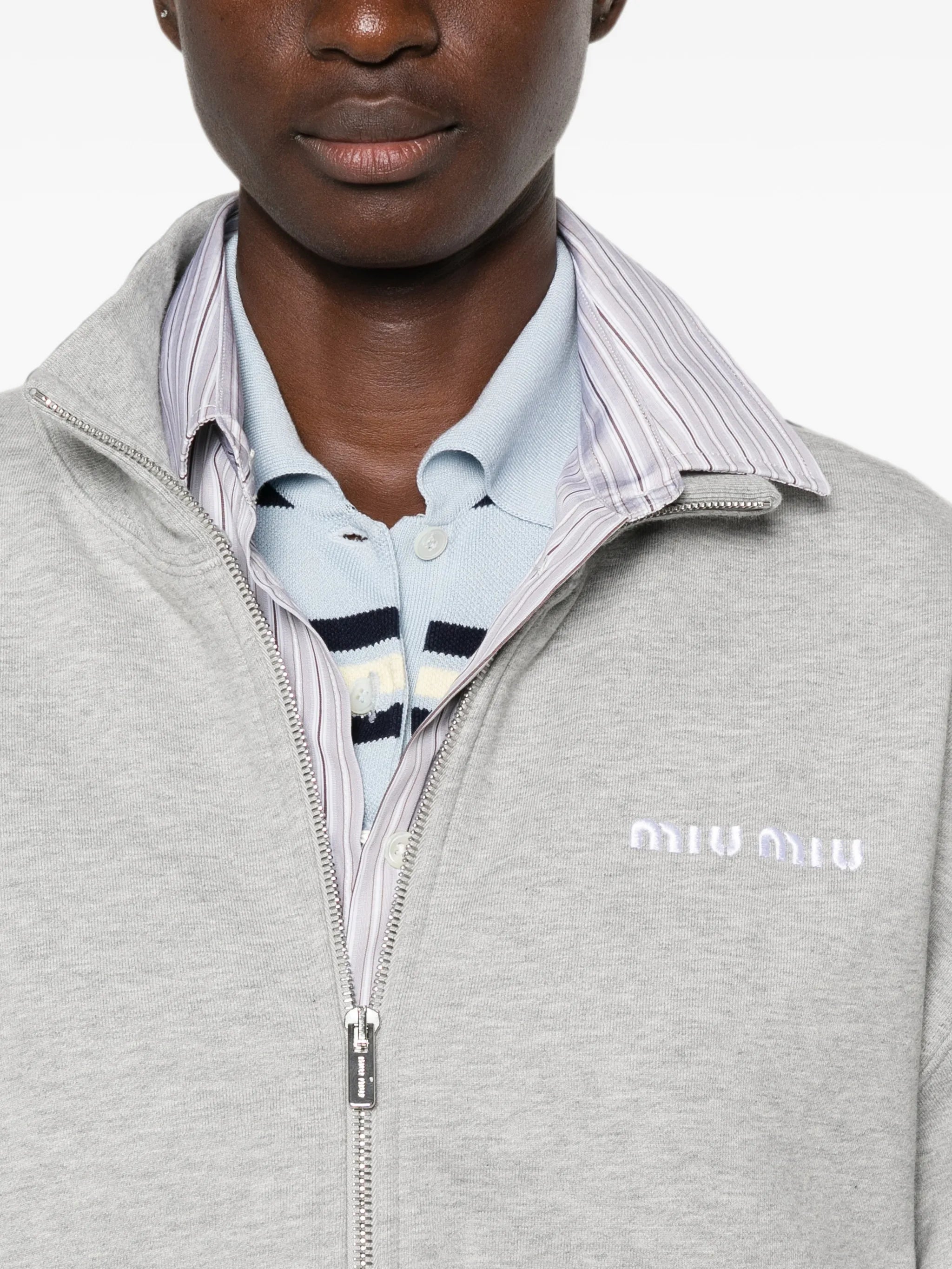 logo-embroidered zip-up sweatshirt