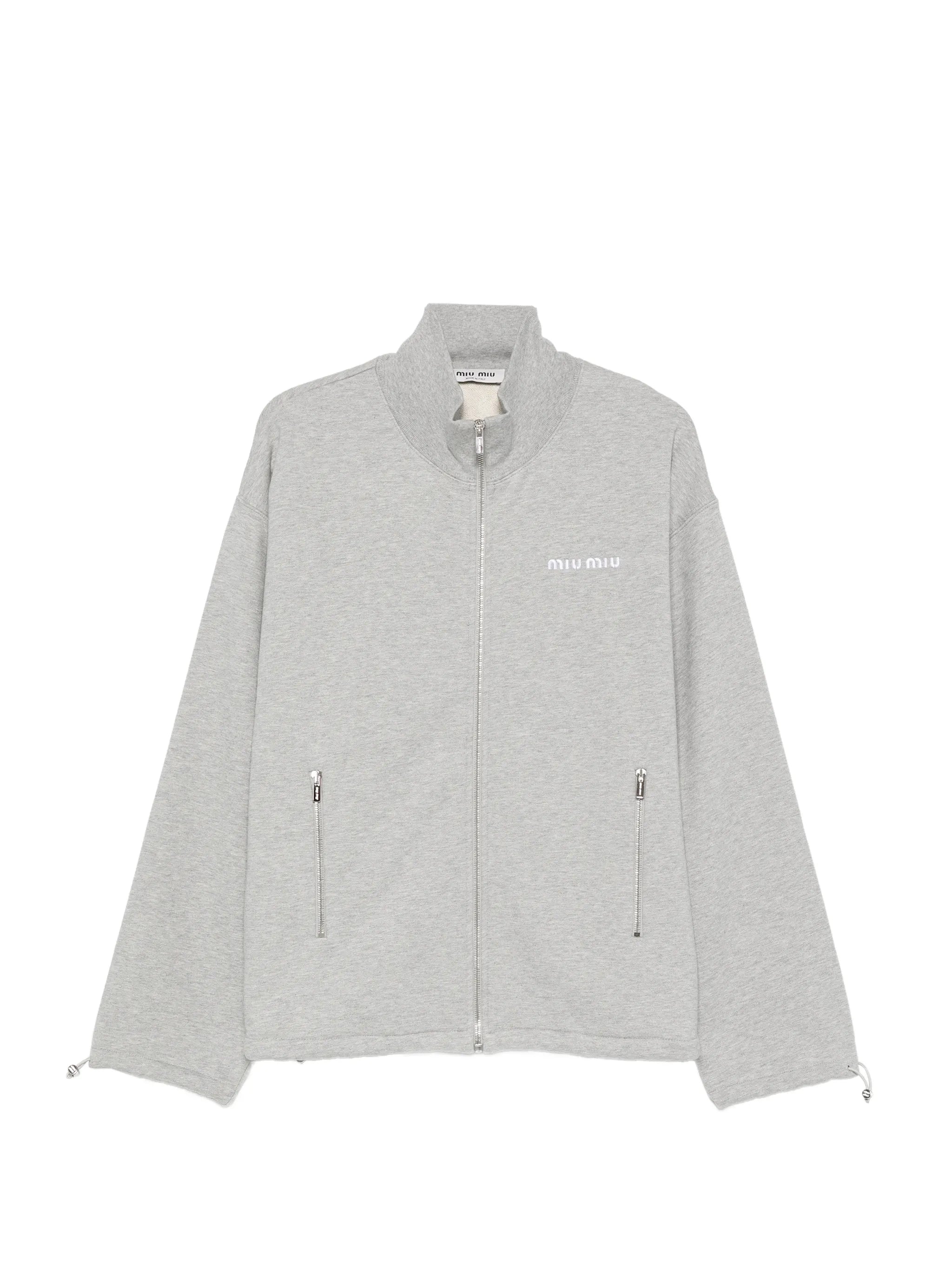 logo-embroidered zip-up hoodie