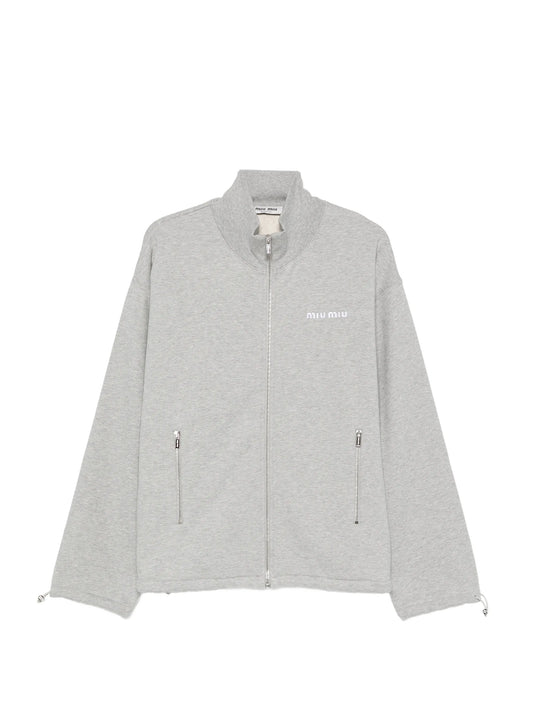 logo-embroidered zip-up hoodie