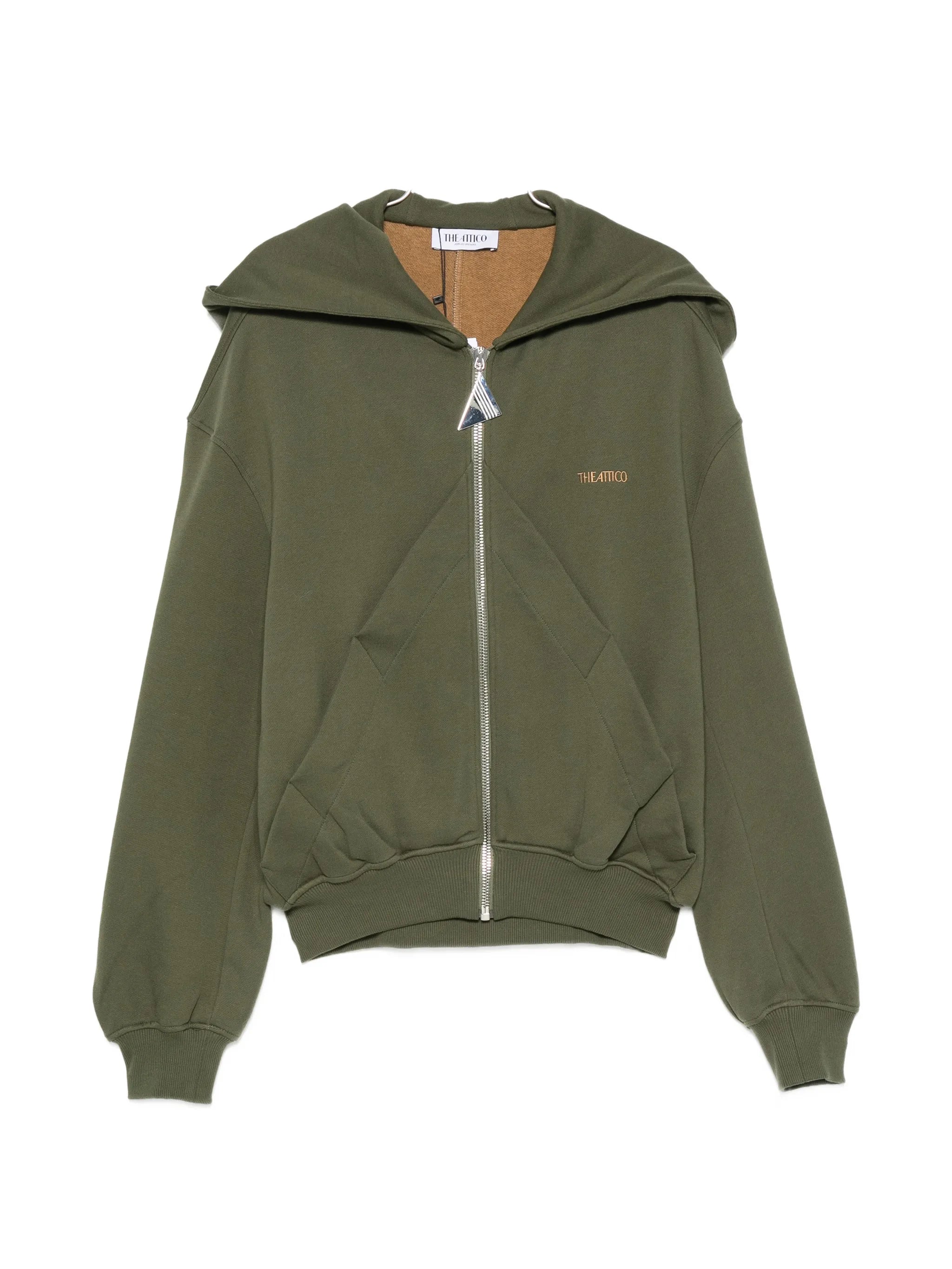 logo-embroidered zip-up hoodie