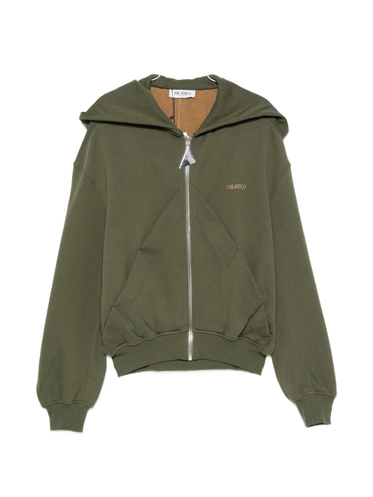 logo-embroidered zip-up hoodie
