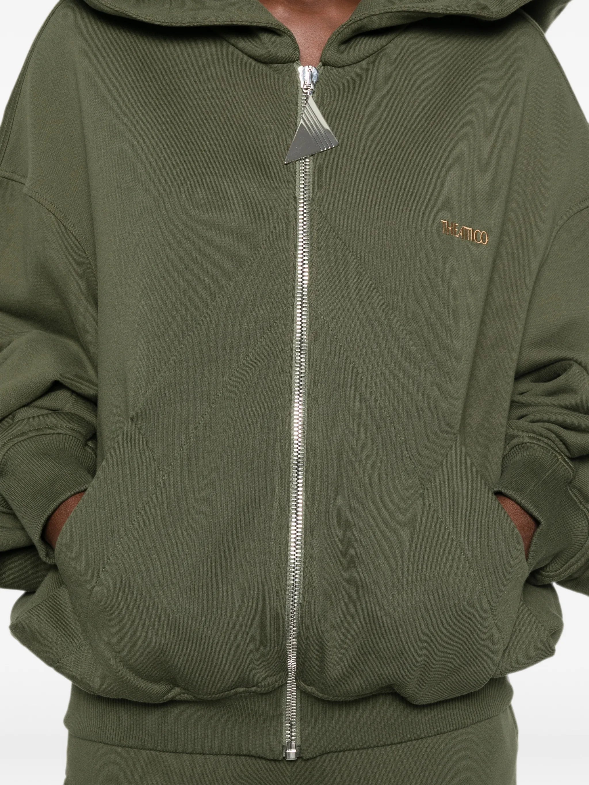 logo-embroidered zip-up hoodie