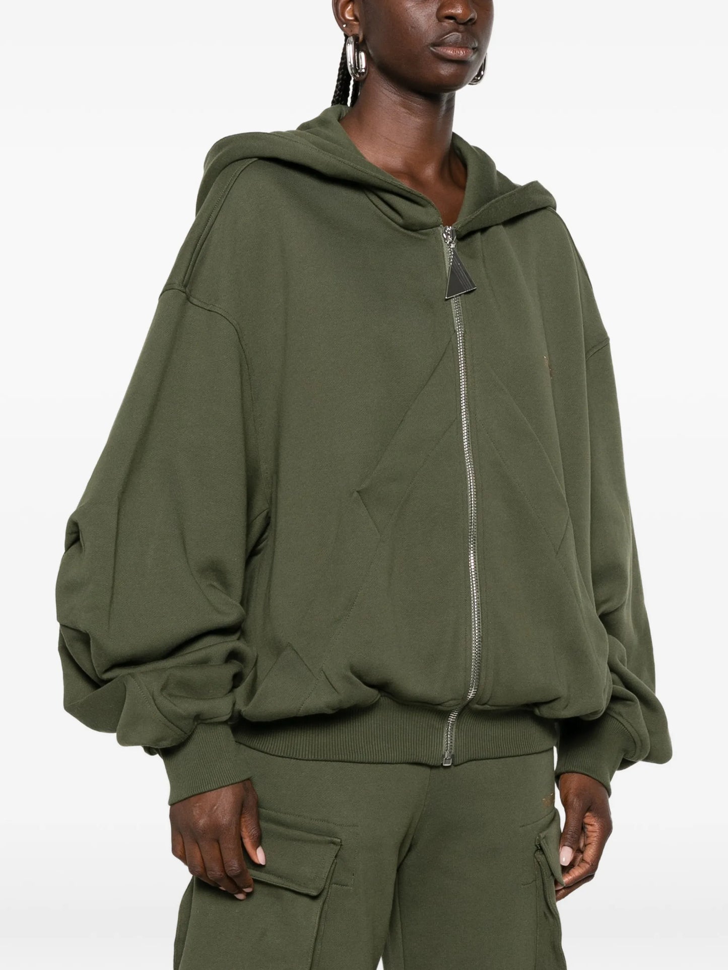 logo-embroidered zip-up hoodie