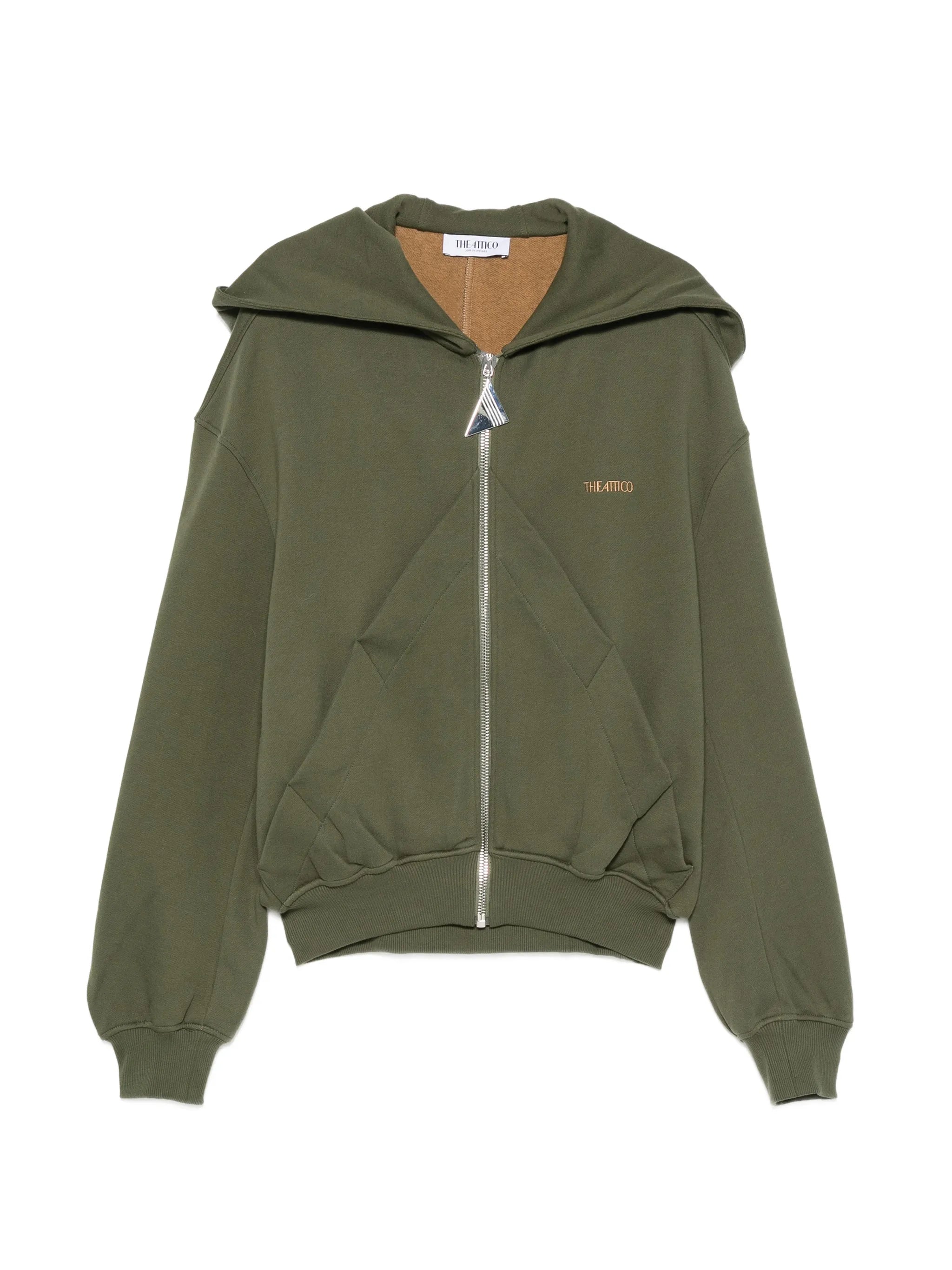 logo-embroidered zip-up hoodie