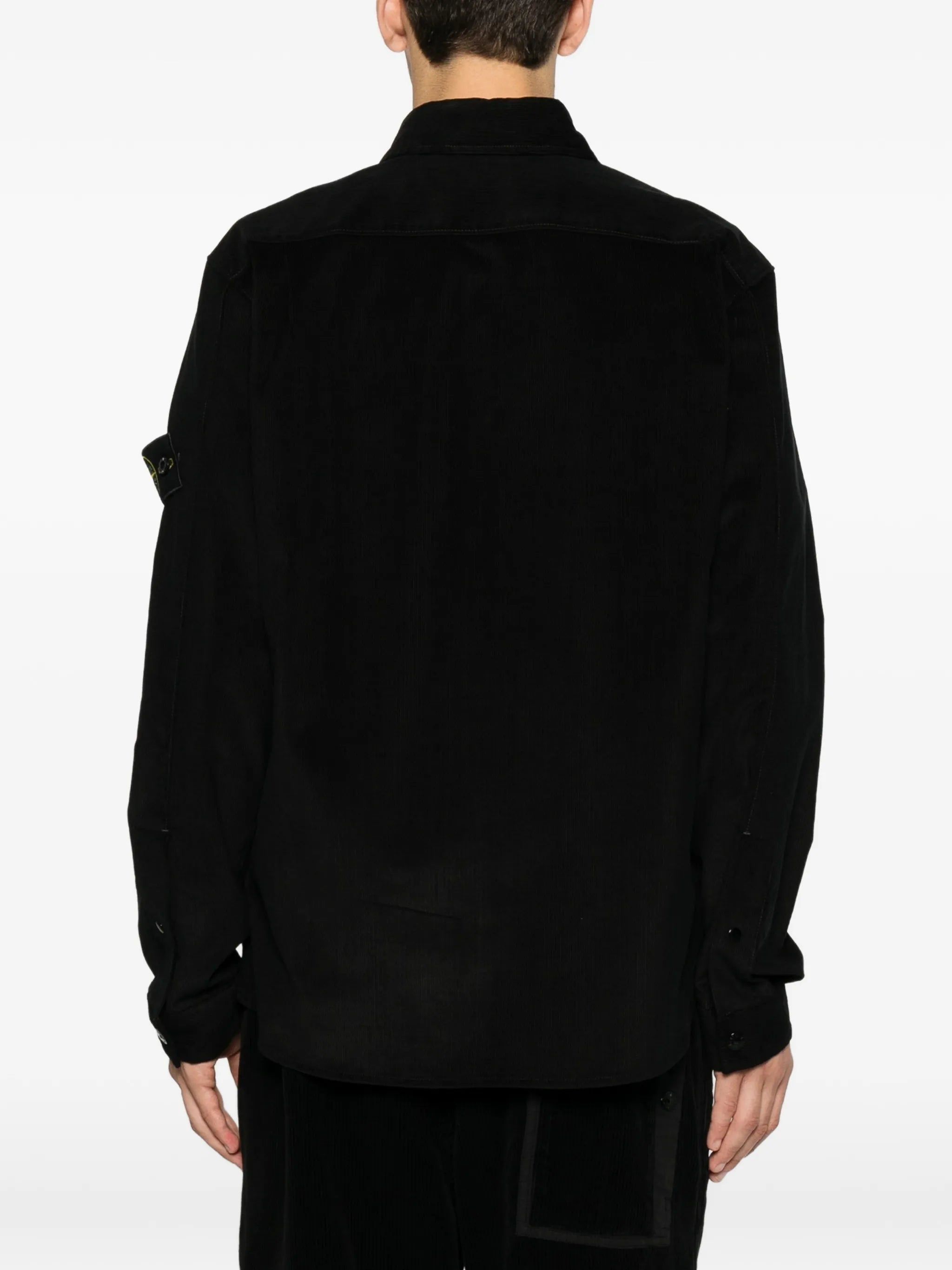 corduroy-texture logo-patch shirt