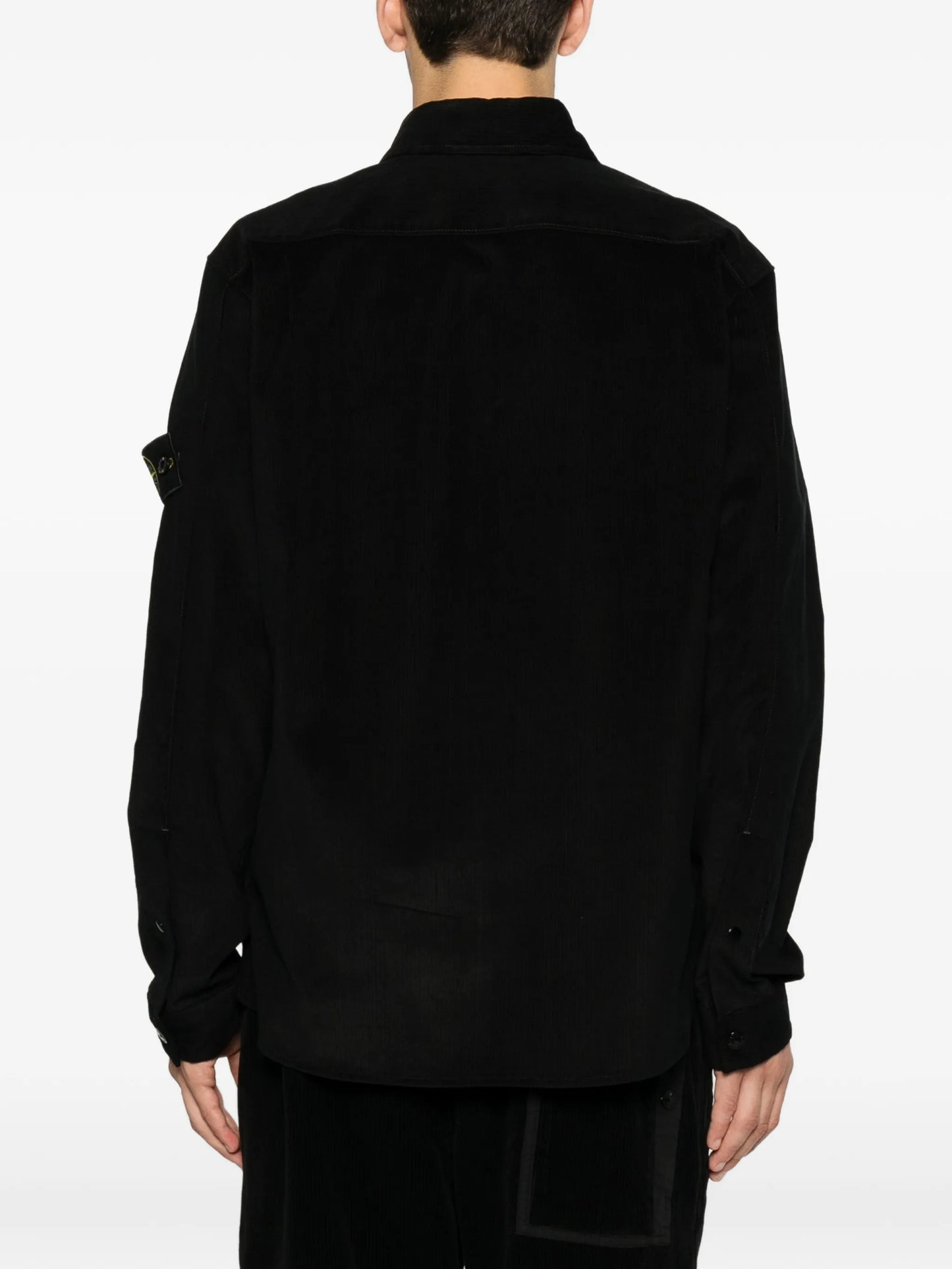 corduroy-texture logo-patch shirt