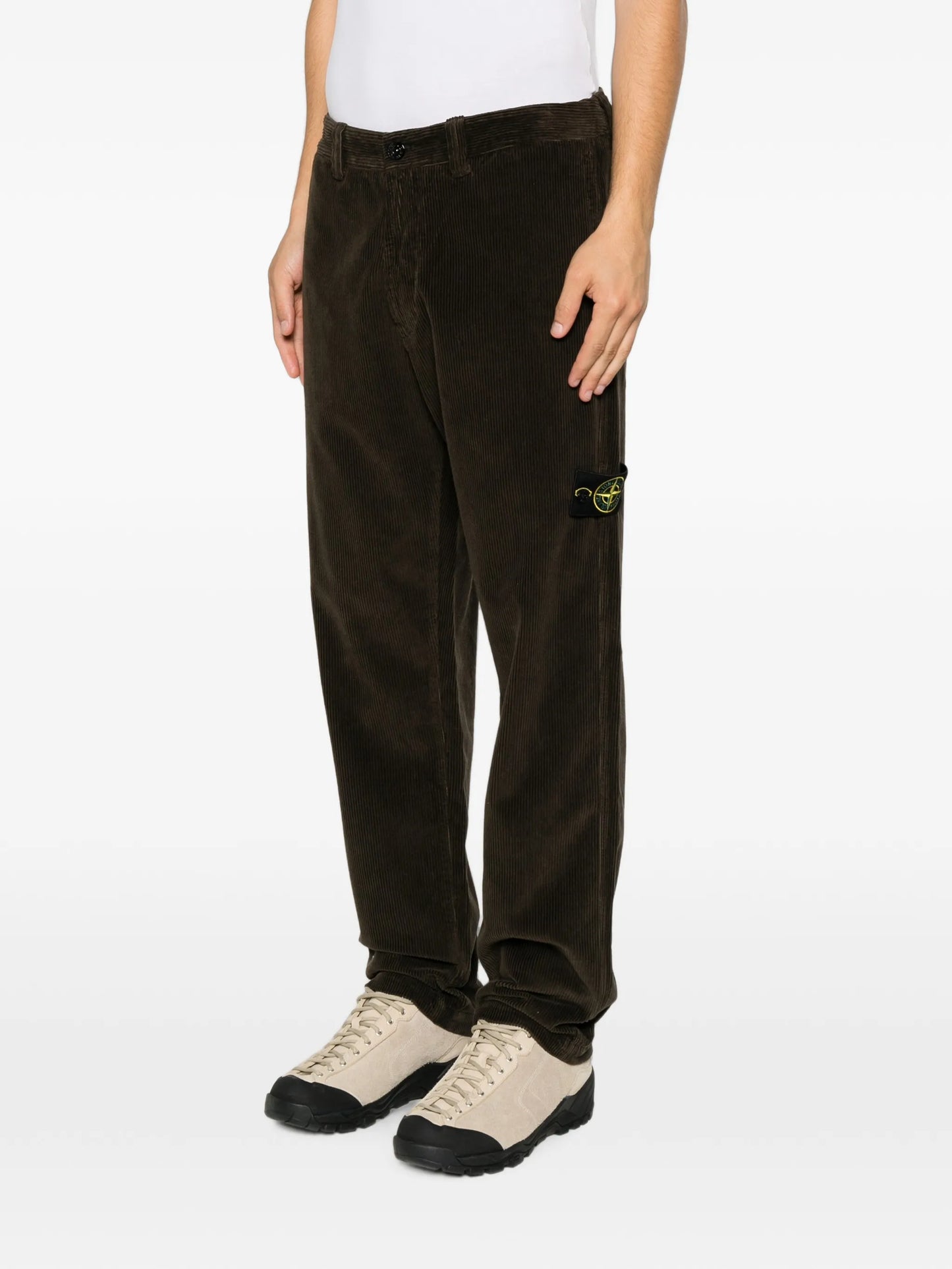 Compass-motif corduroy trousers