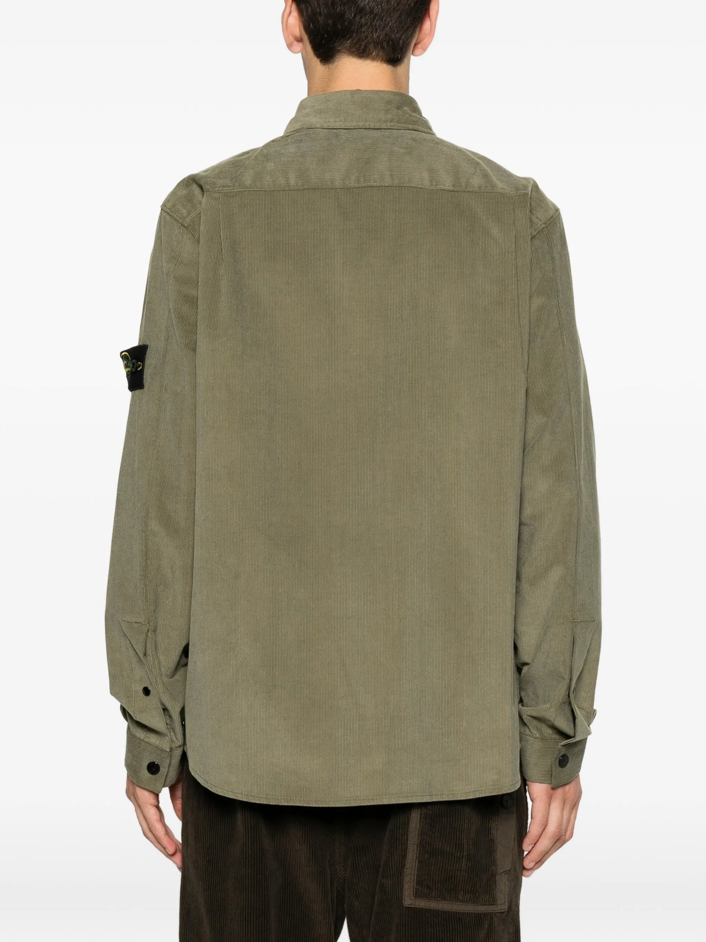 corduroy-texture logo-patch shirt