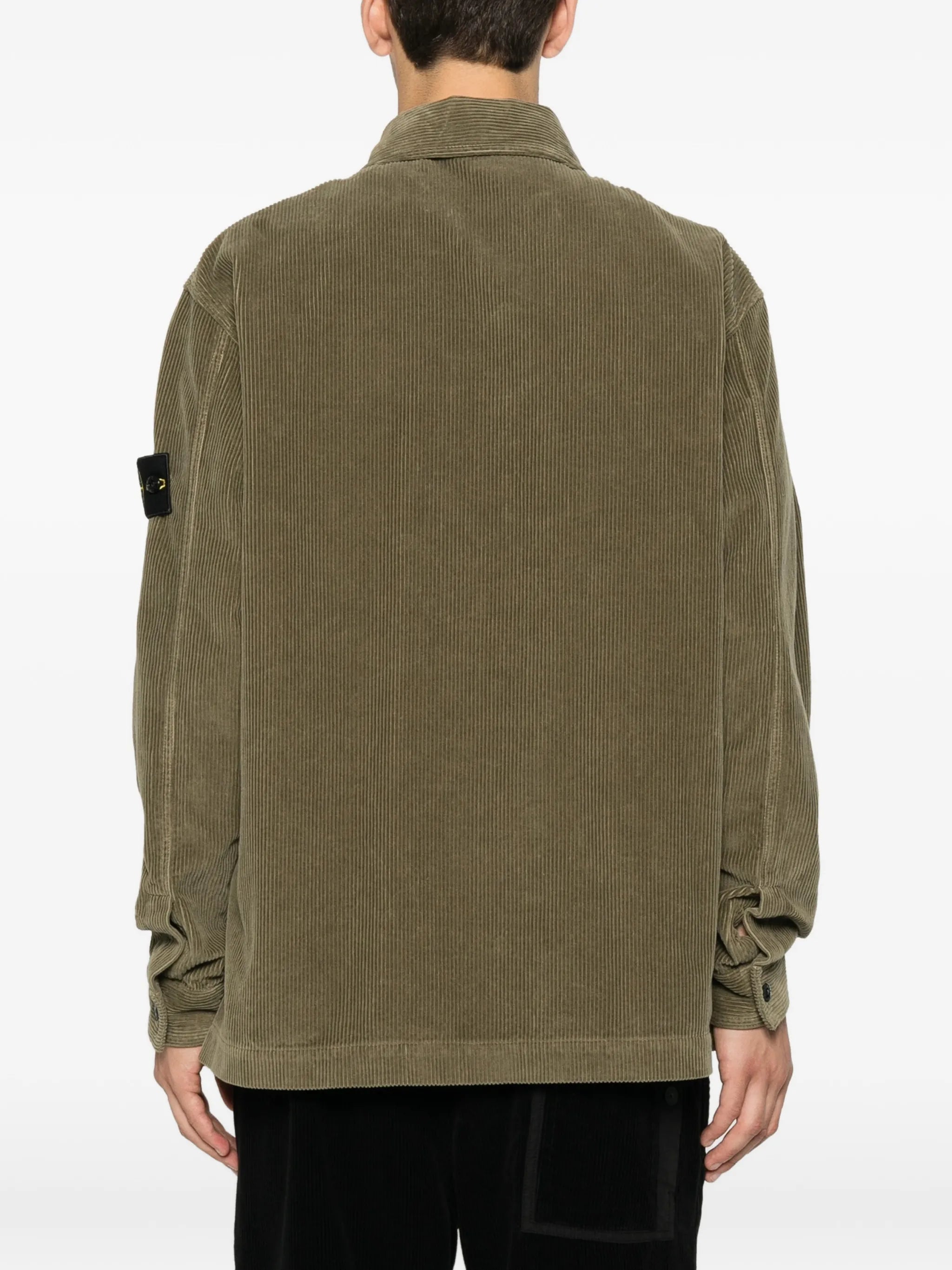 corduroy-texture chest-pocket shirt