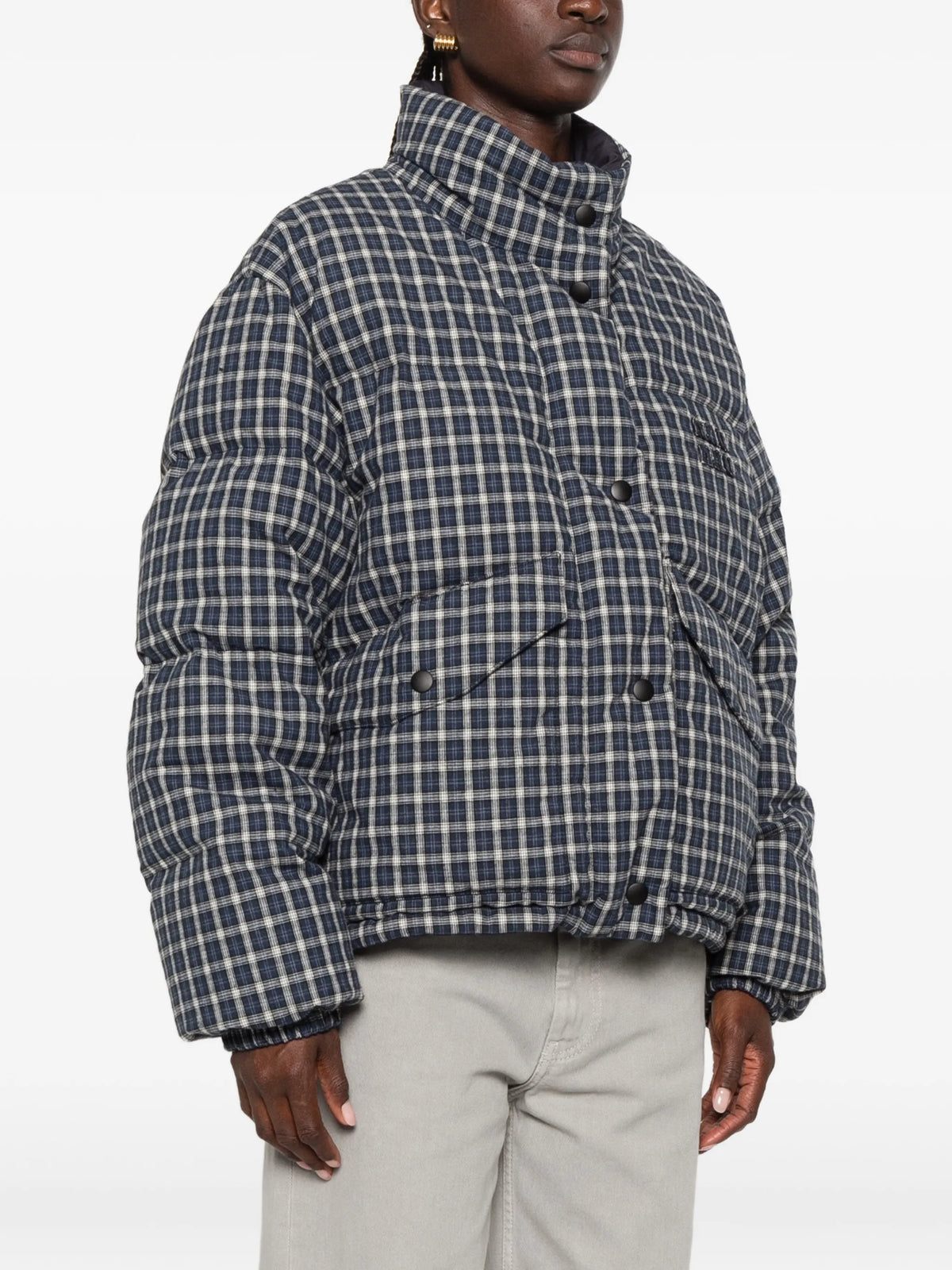 reversible flannel down jacket