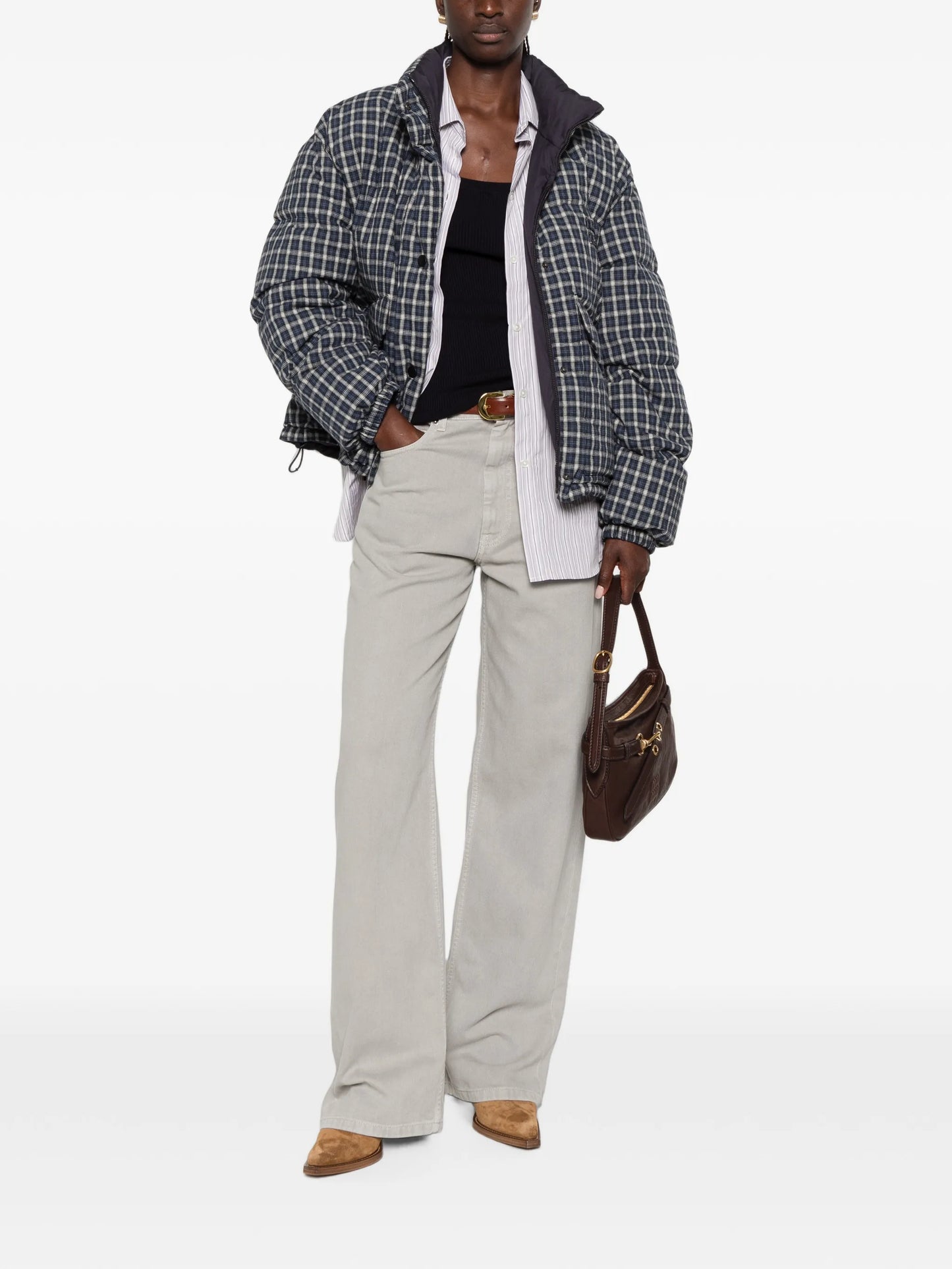 reversible flannel down jacket
