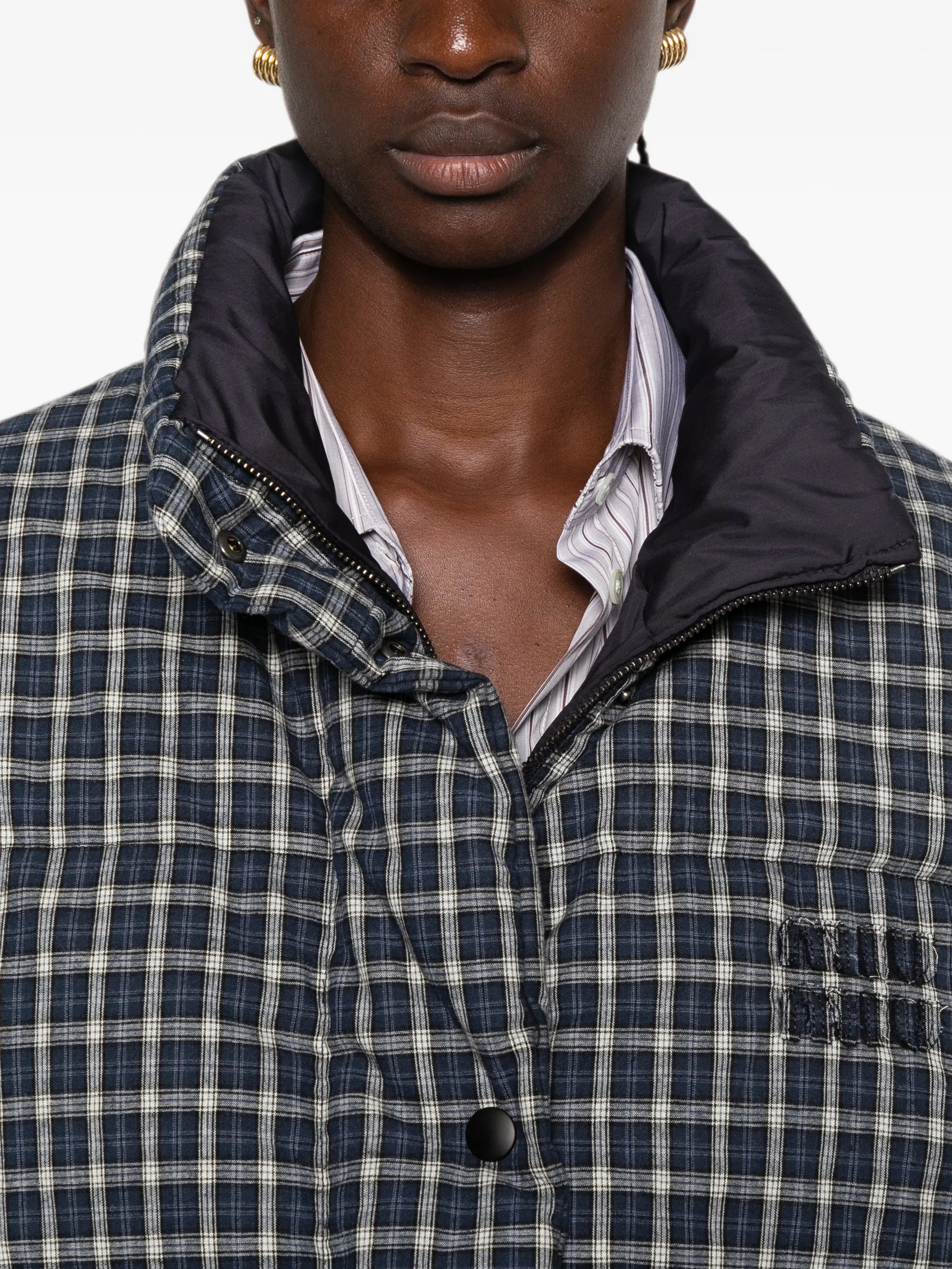 reversible flannel down jacket