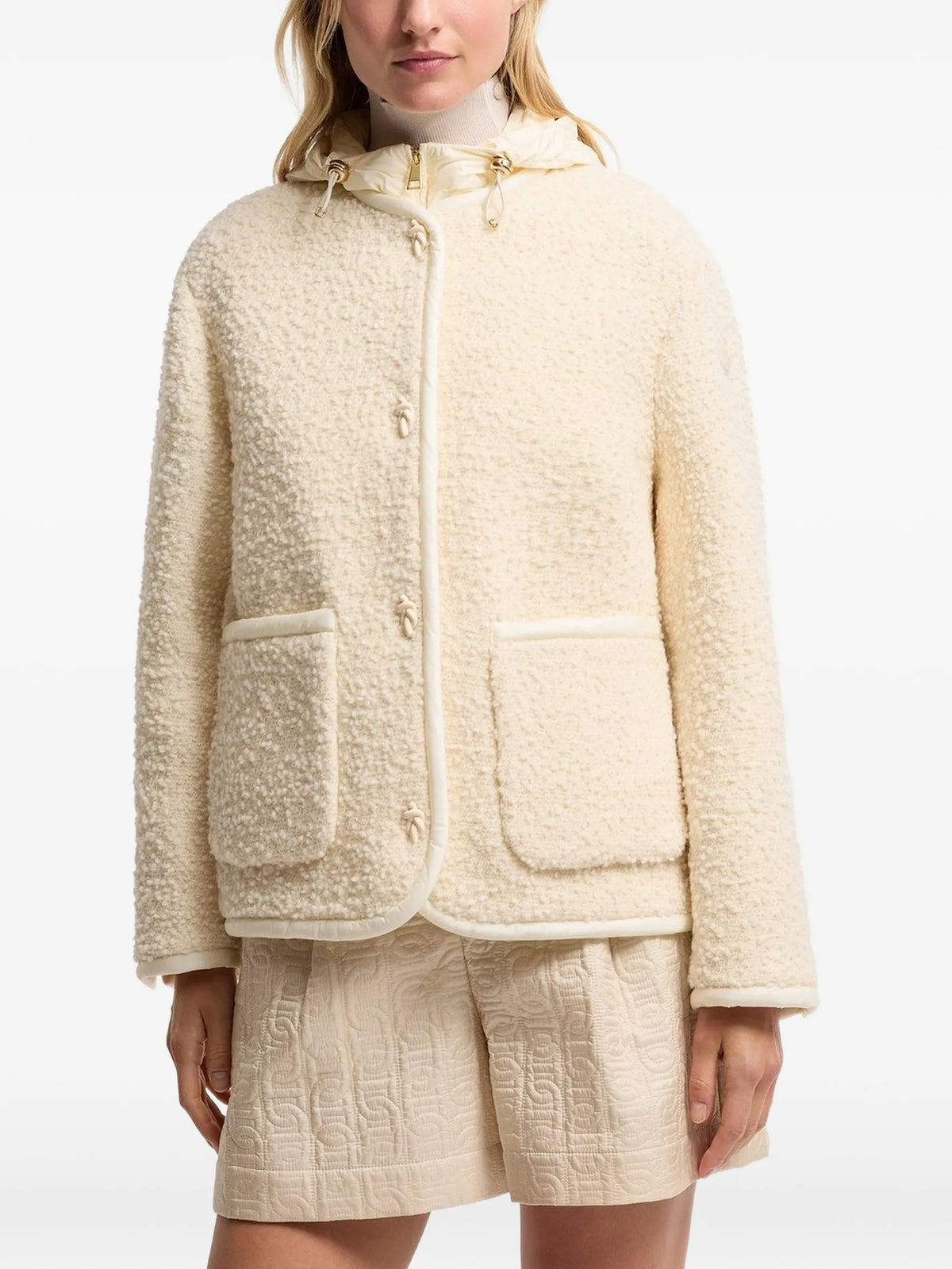 Hylesine 3-in-1 wool & cotton blend short down jacket