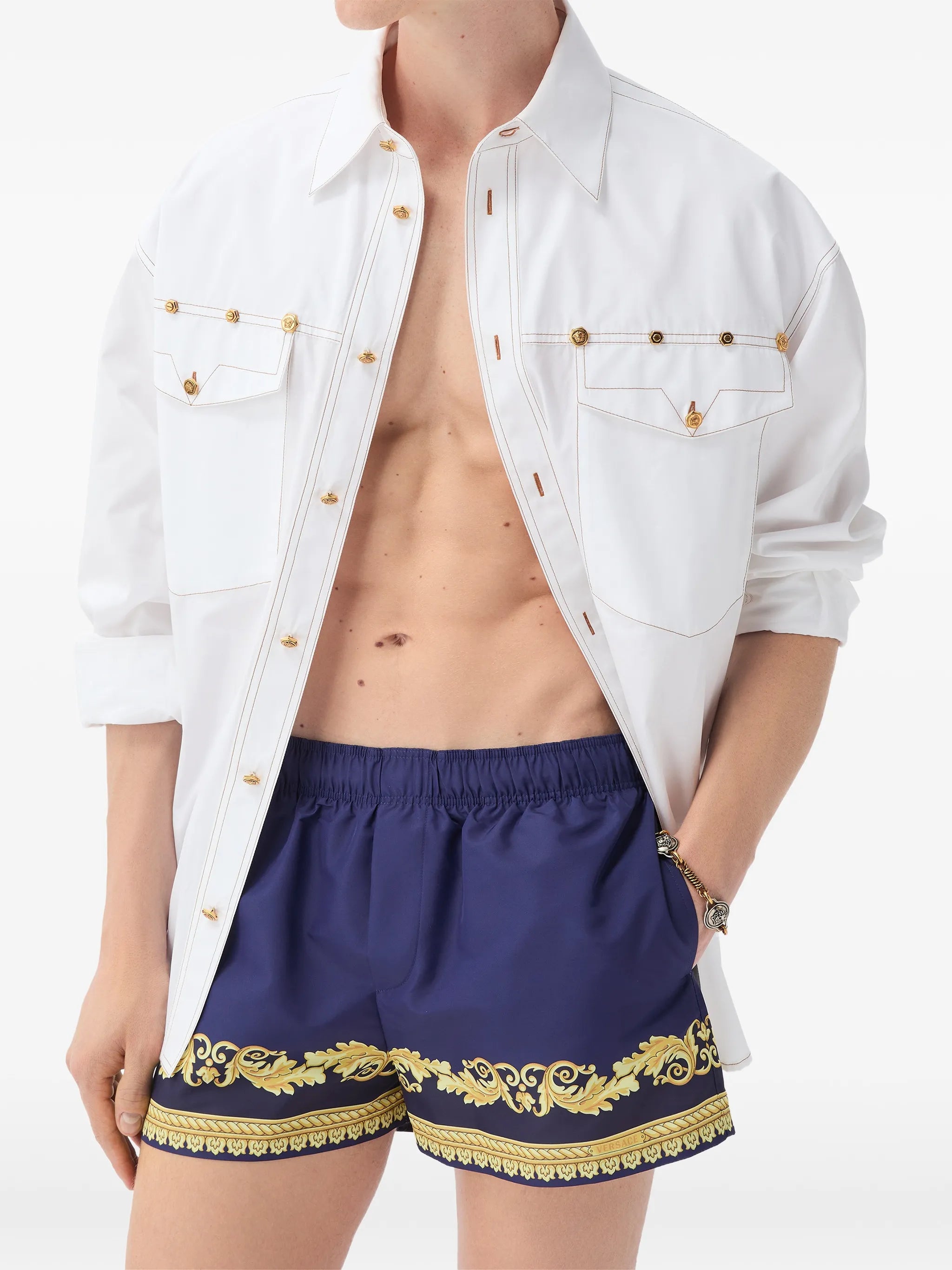 printed swim shorts