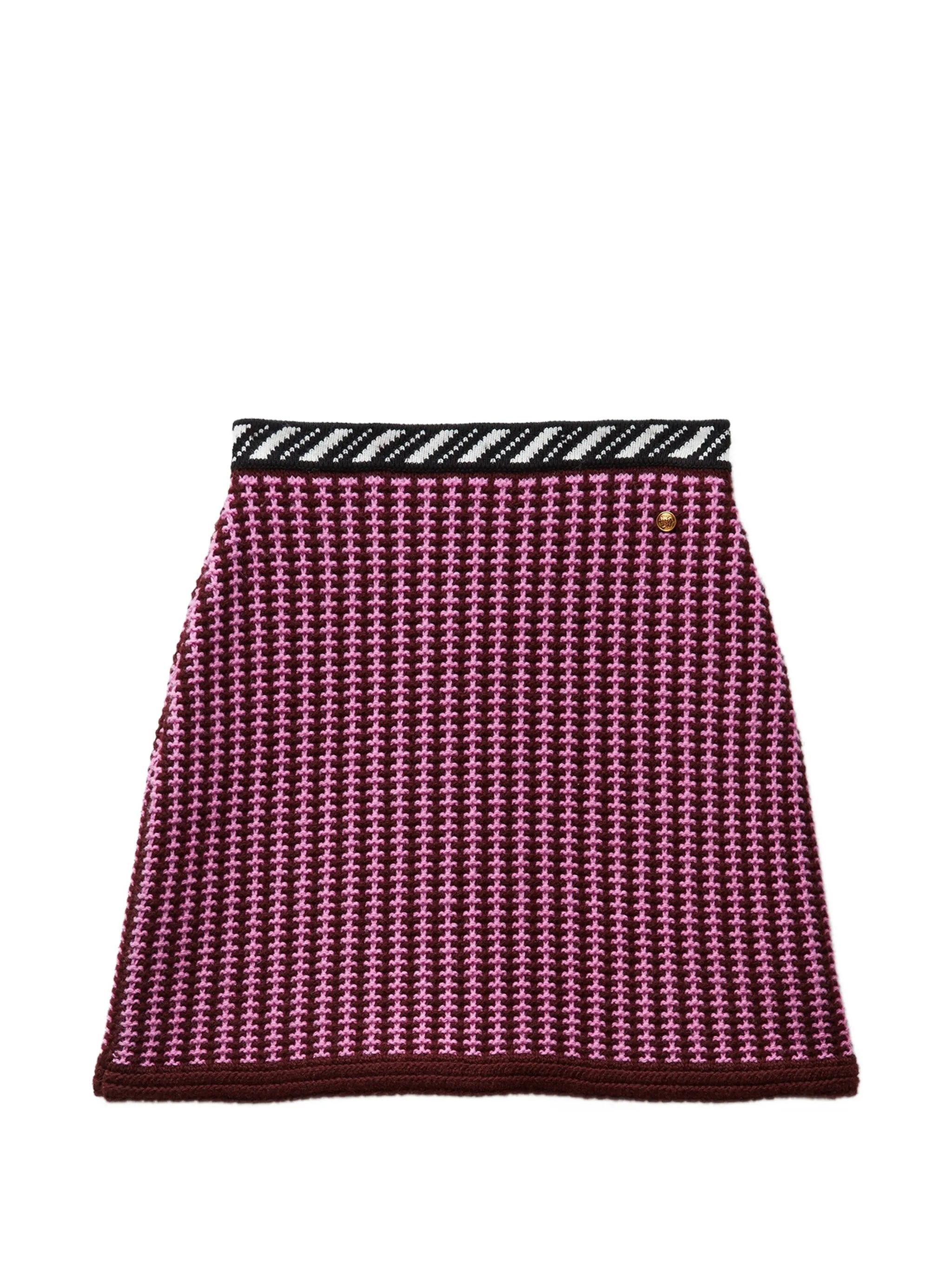wool crochet-stitch knit mini skirt