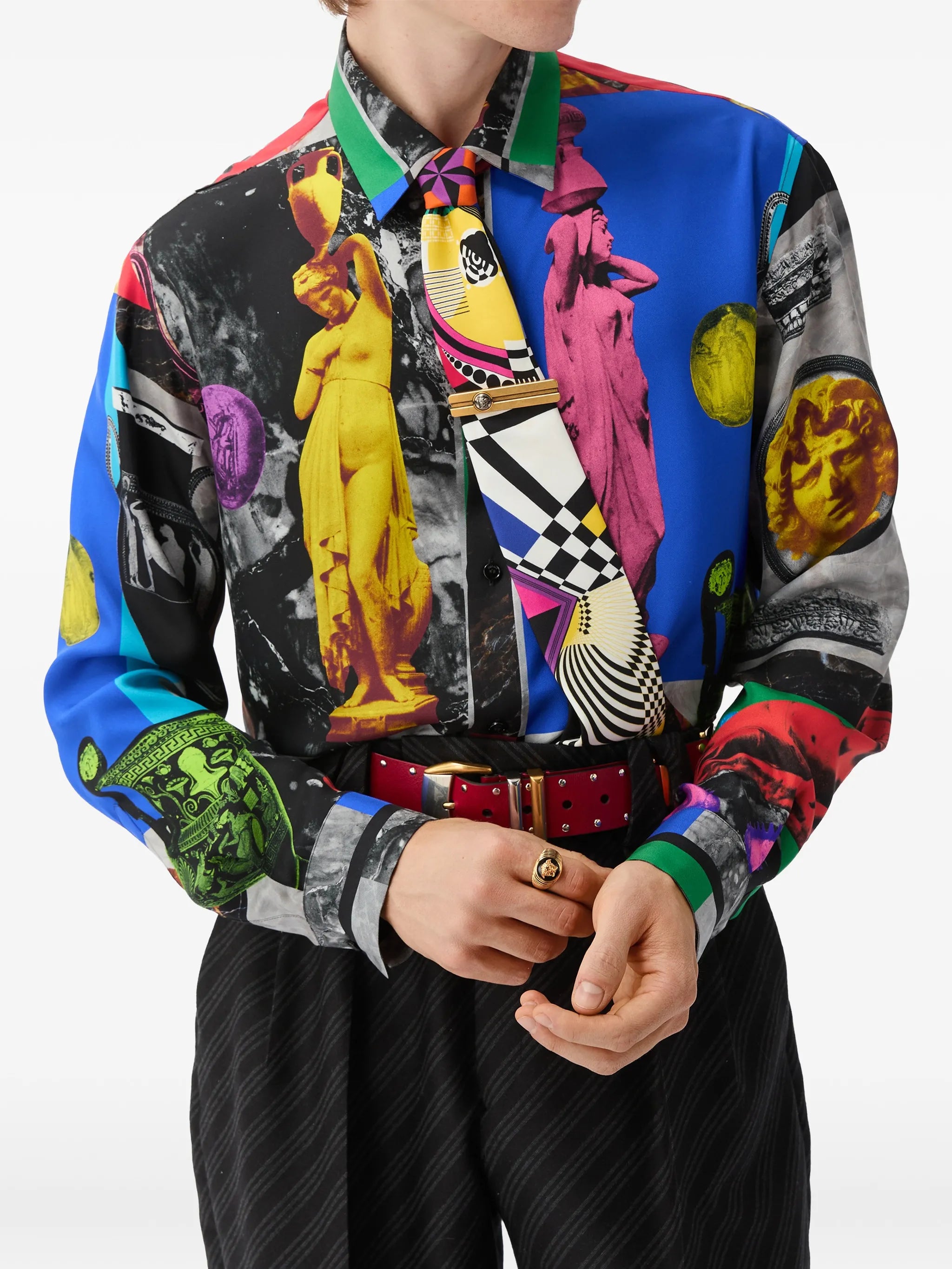 printed silk twill regular shirt