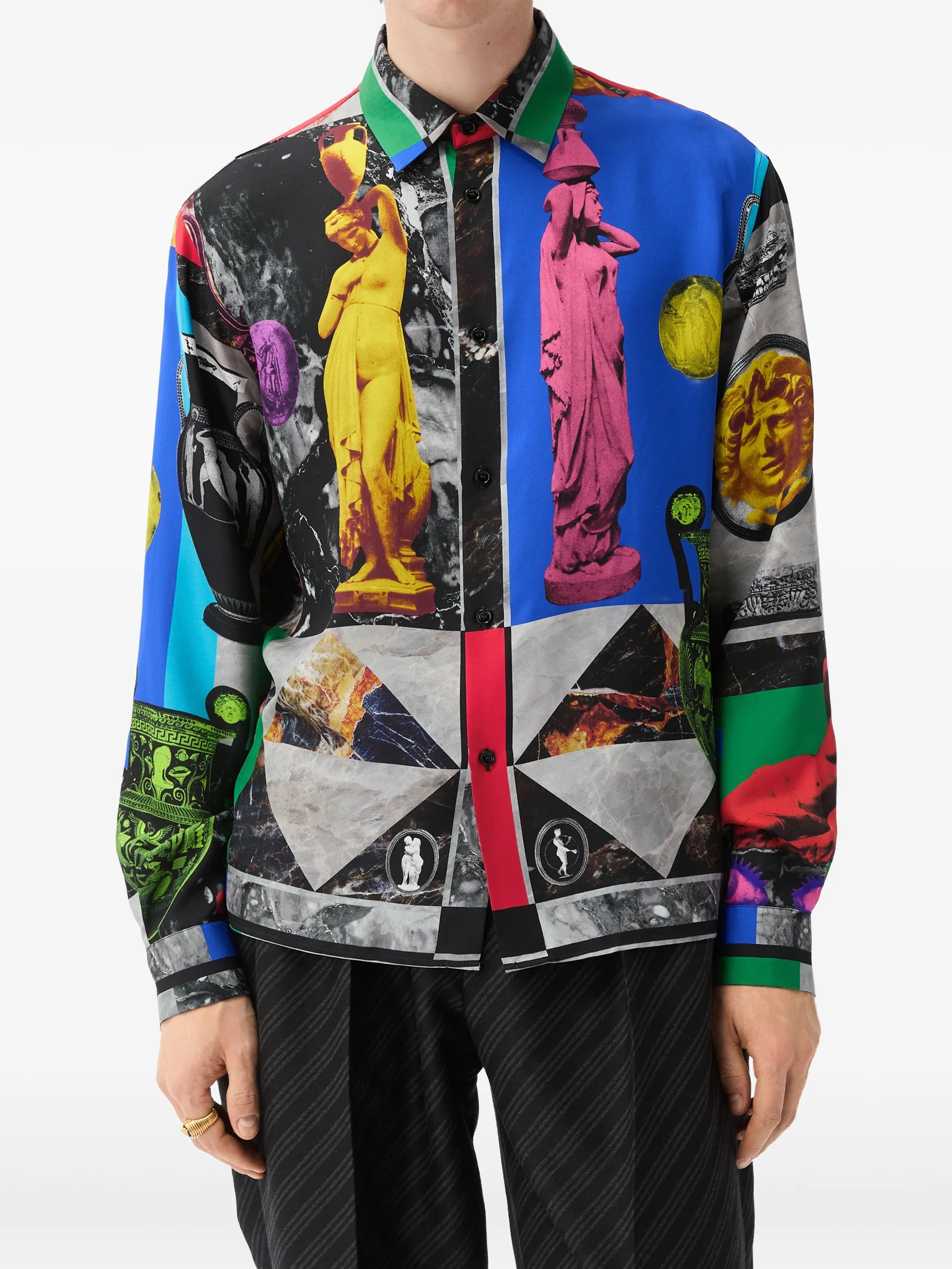 printed silk twill regular shirt