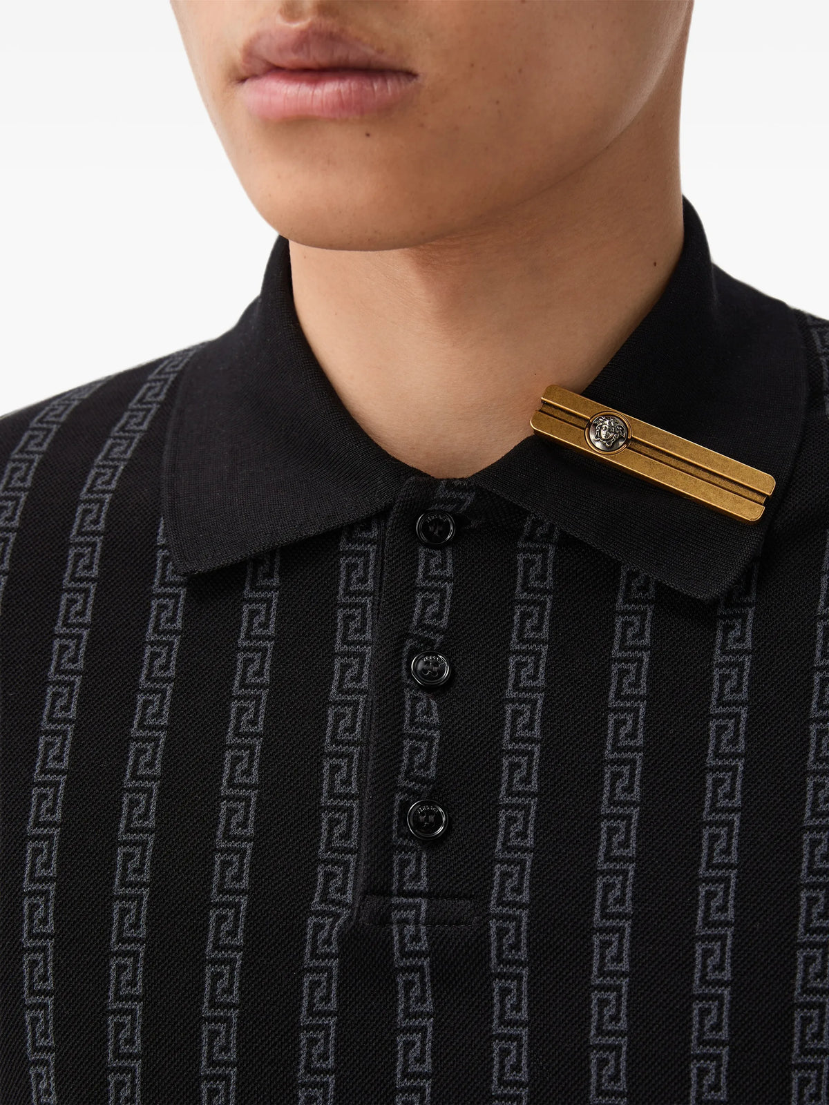 Jacquard cotton piqué polo