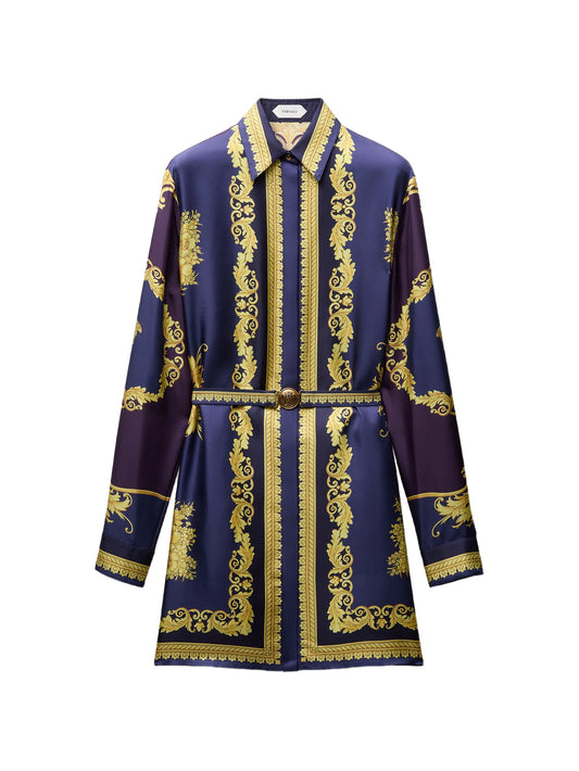 printed silk twill mini dress