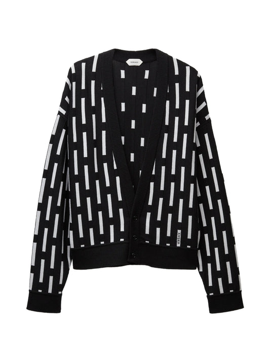 embroidered-logo wool knit cardigan