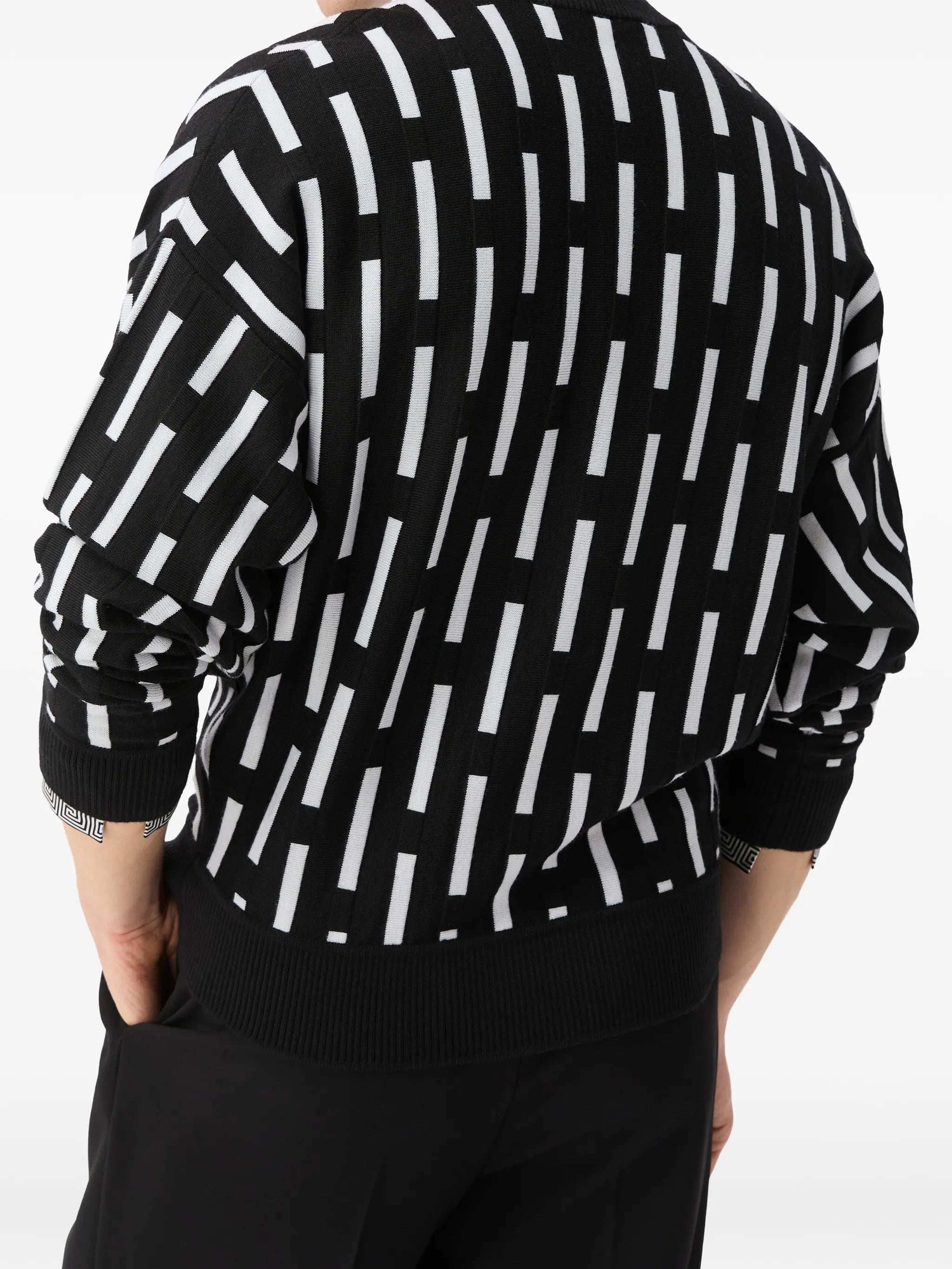 embroidered-logo wool knit cardigan