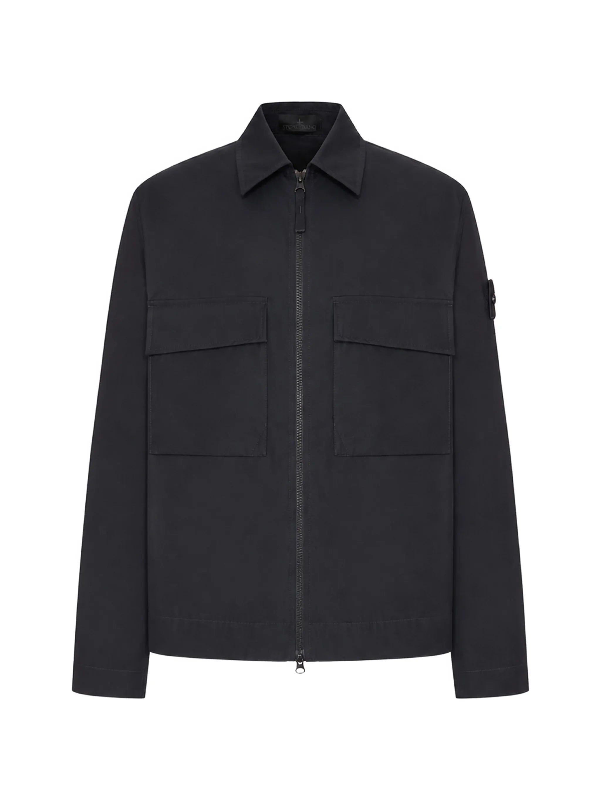logo-patch zip-up shirt jacket