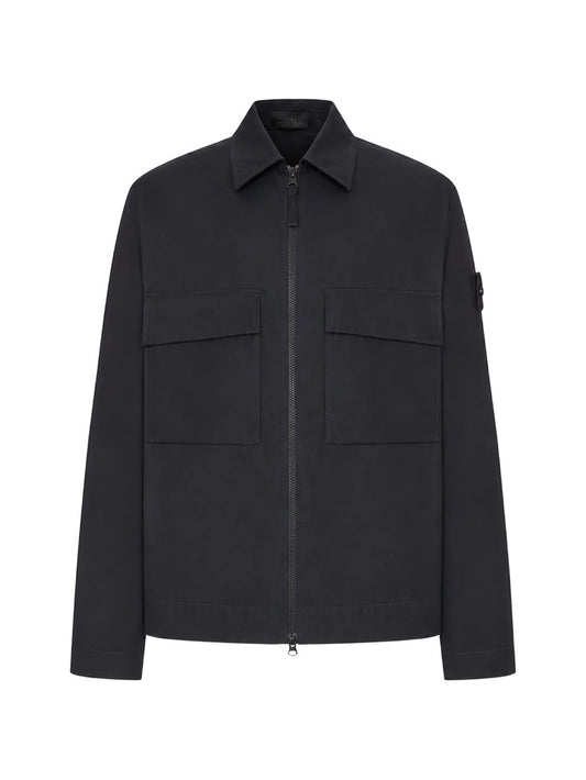 logo-patch zip-up shirt jacket