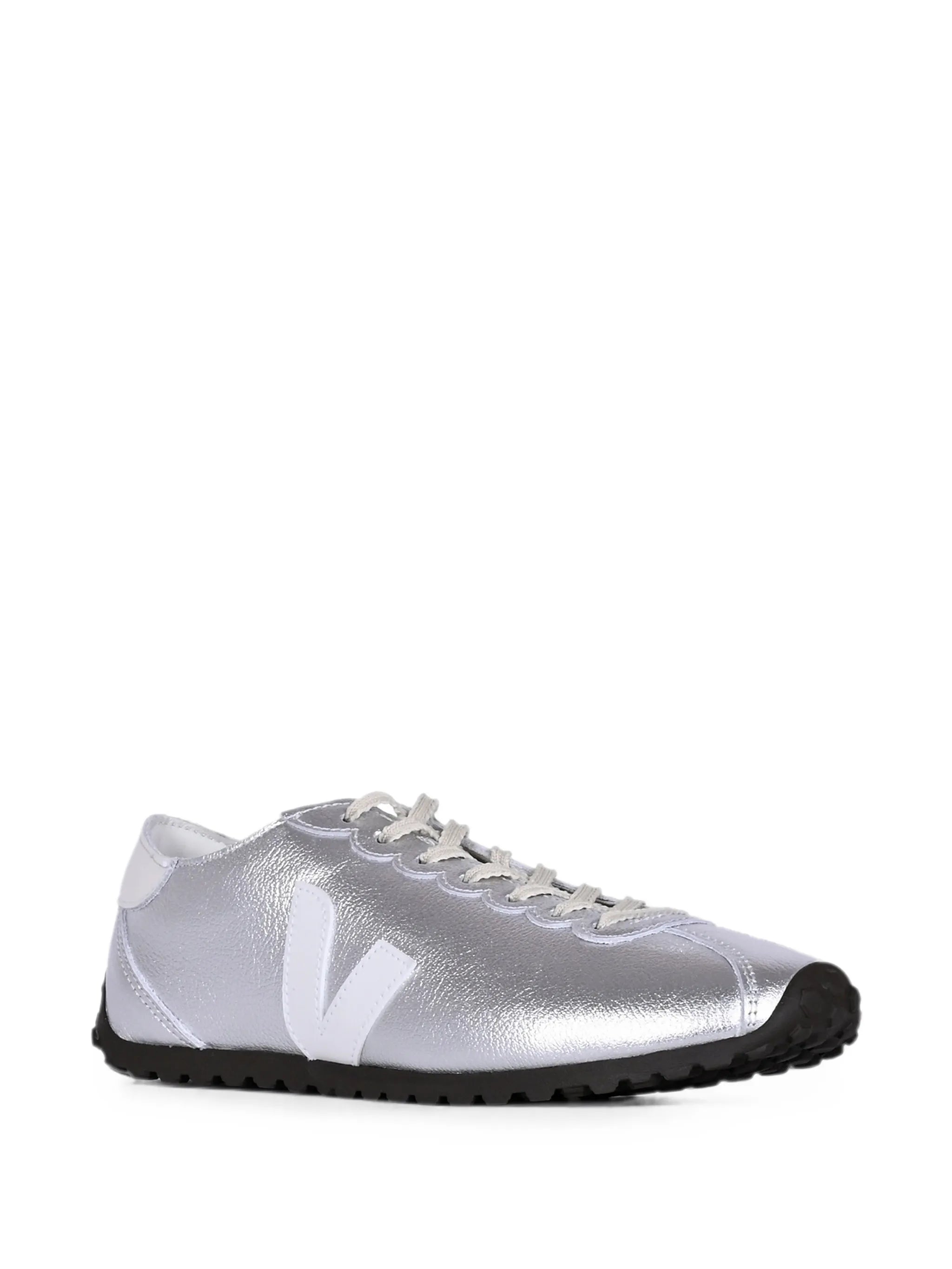 Cateyes leather silver white sneakers