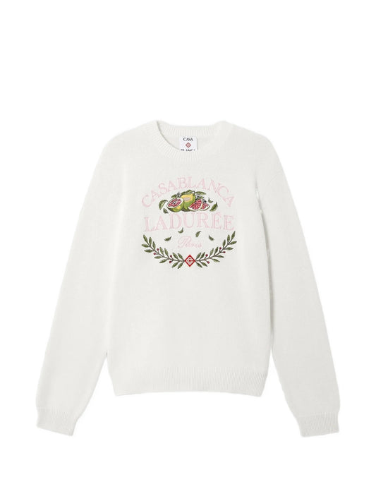 x Laduree crew-neck cotton jumper