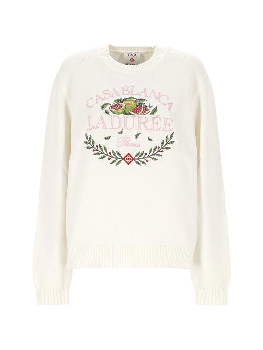 x Laduree crew-neck cotton jumper