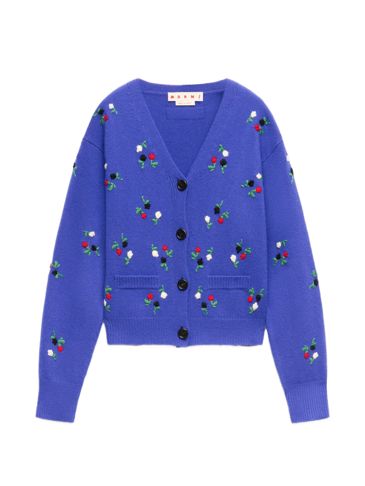 wool-cashmere cardigan with flower embroidery