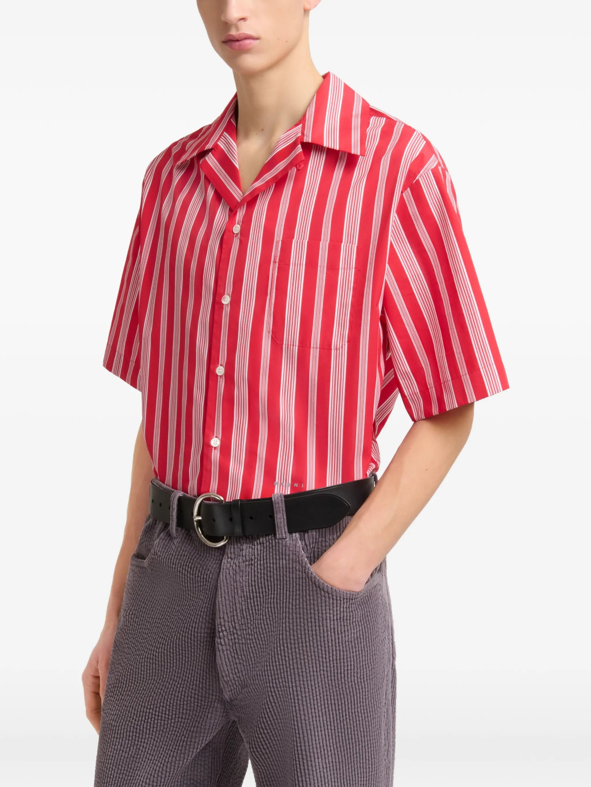 striped short-sleeve shirt