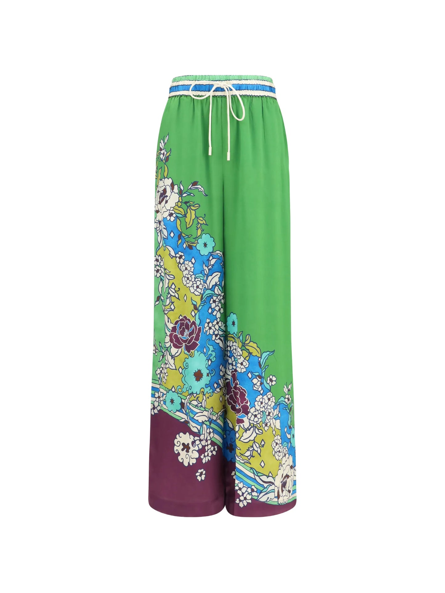 Nanci floral-print silk trousers