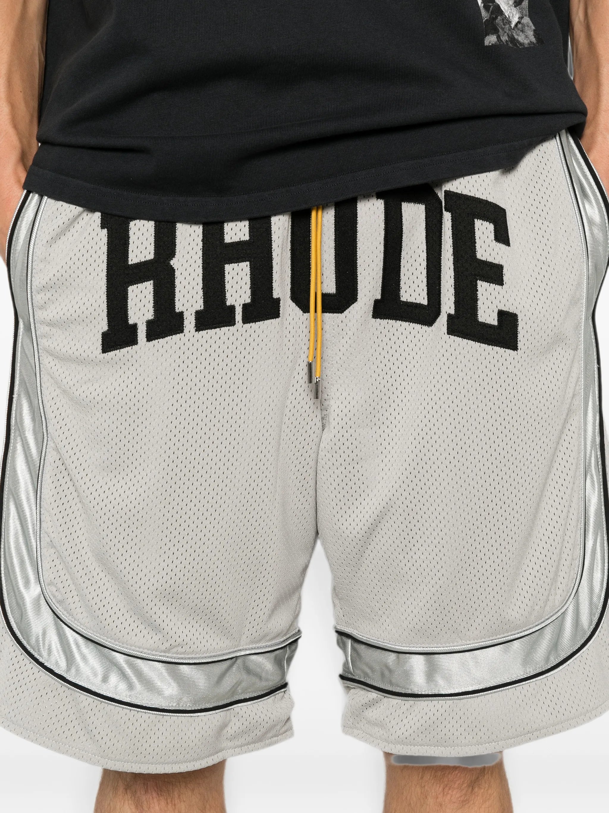 baggy collegiate logo shorts