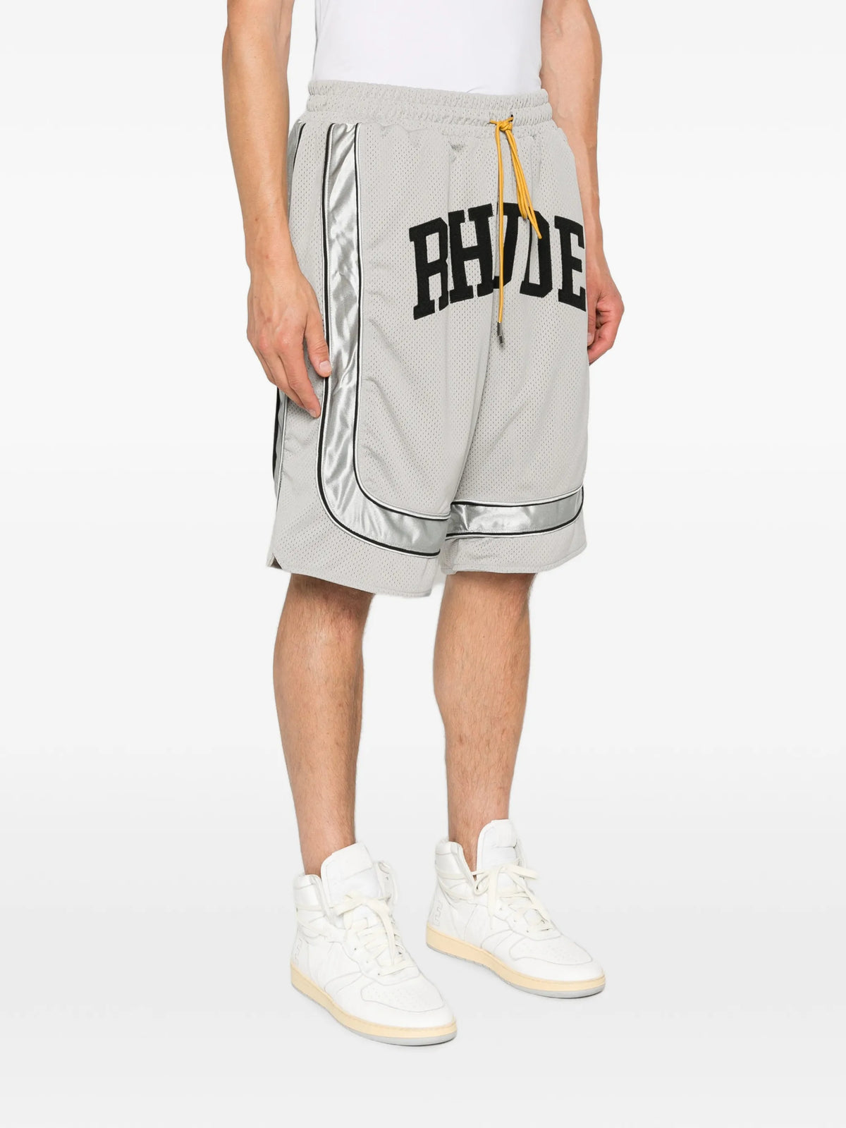 baggy collegiate logo shorts