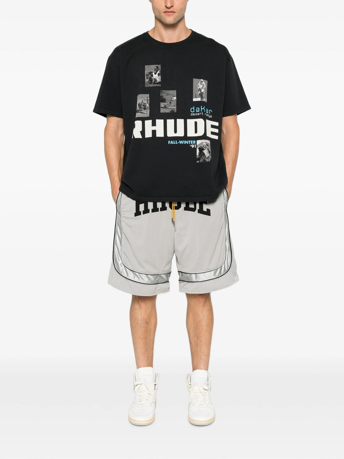 baggy collegiate logo shorts